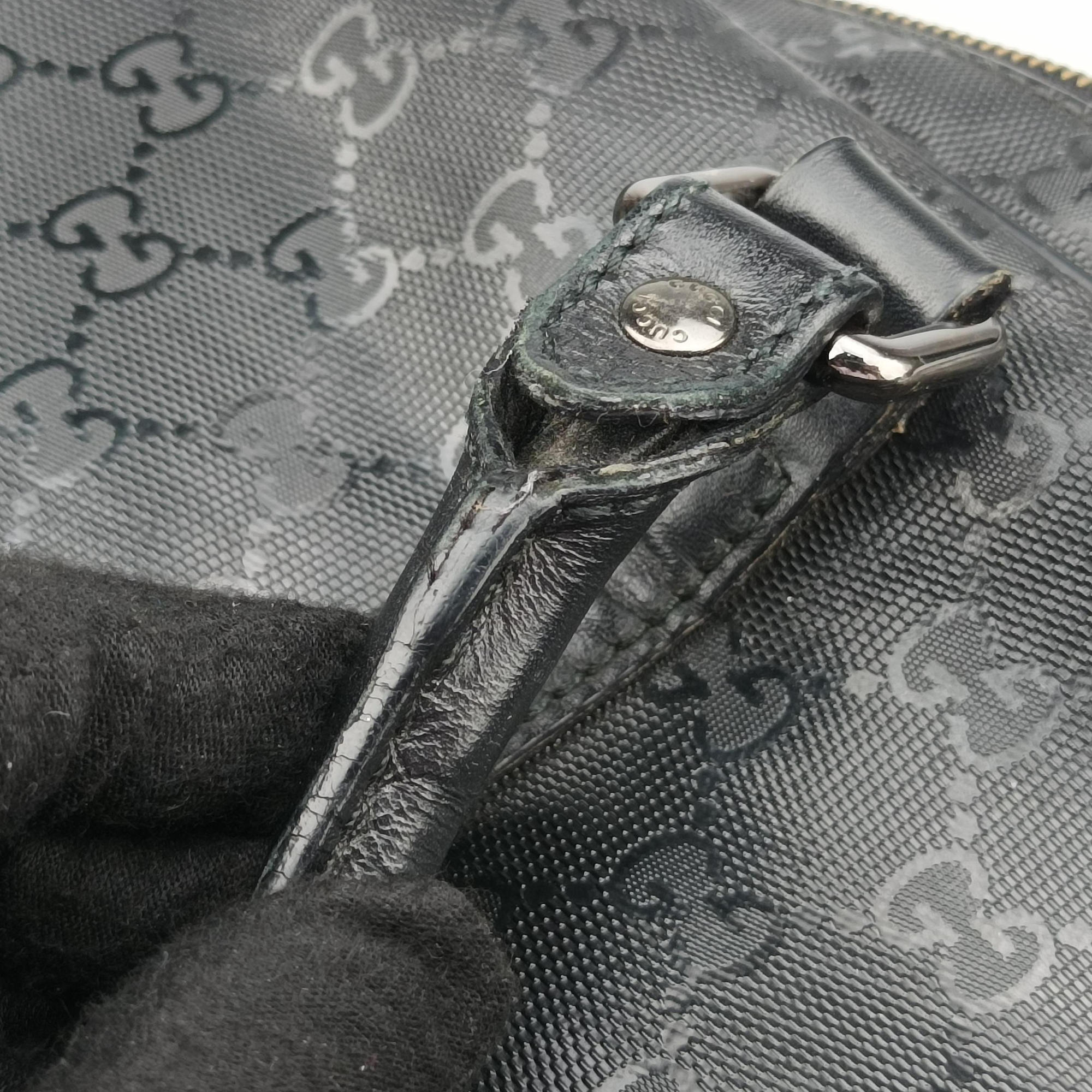 Pre-owned Gucci GG Imprime Briefcase Black PVC coated canvas×Leather 208463 shoulderbag | stylenewstar