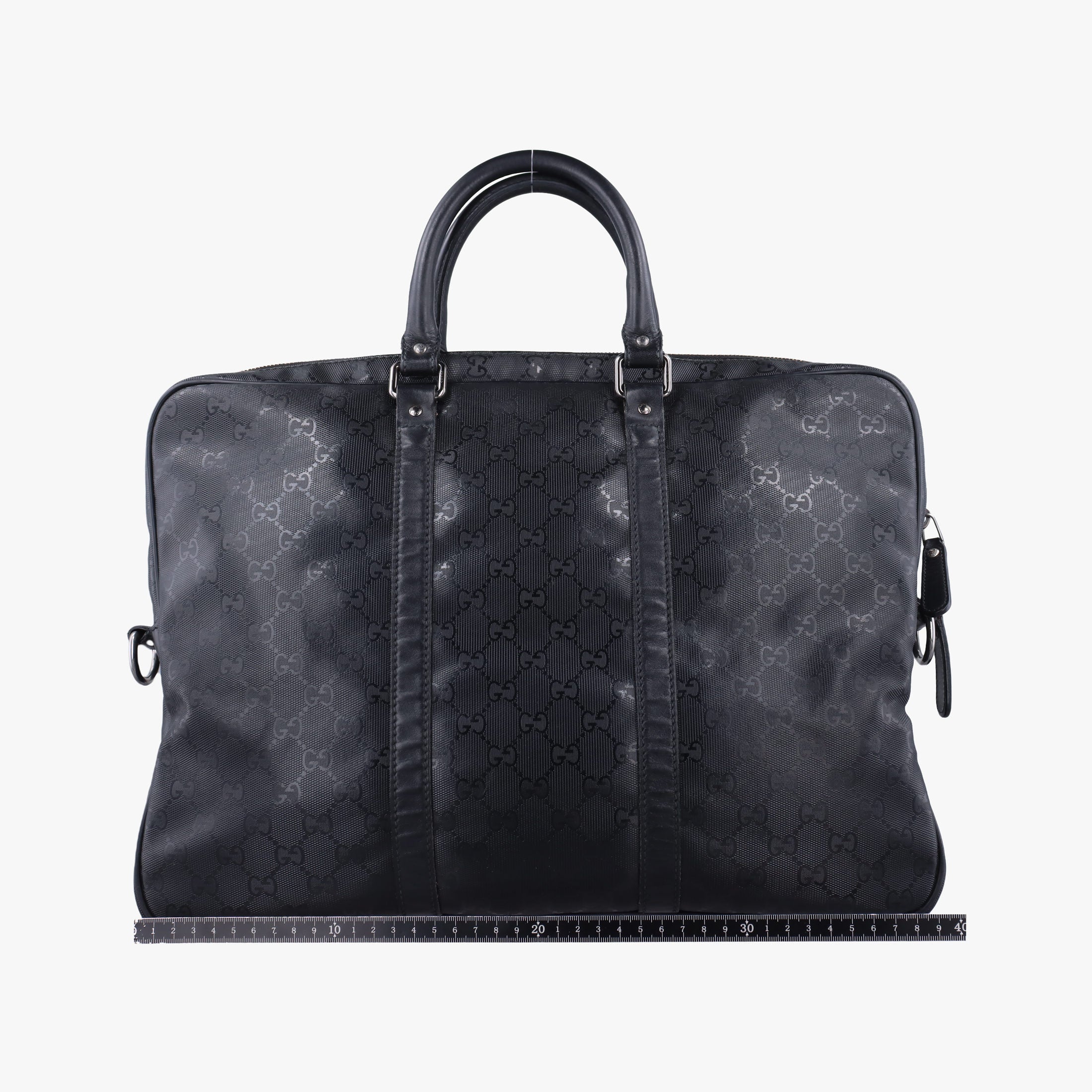 Pre-owned Gucci GG Imprime Briefcase Black PVC coated canvas×Leather 208463 shoulderbag | stylenewstar