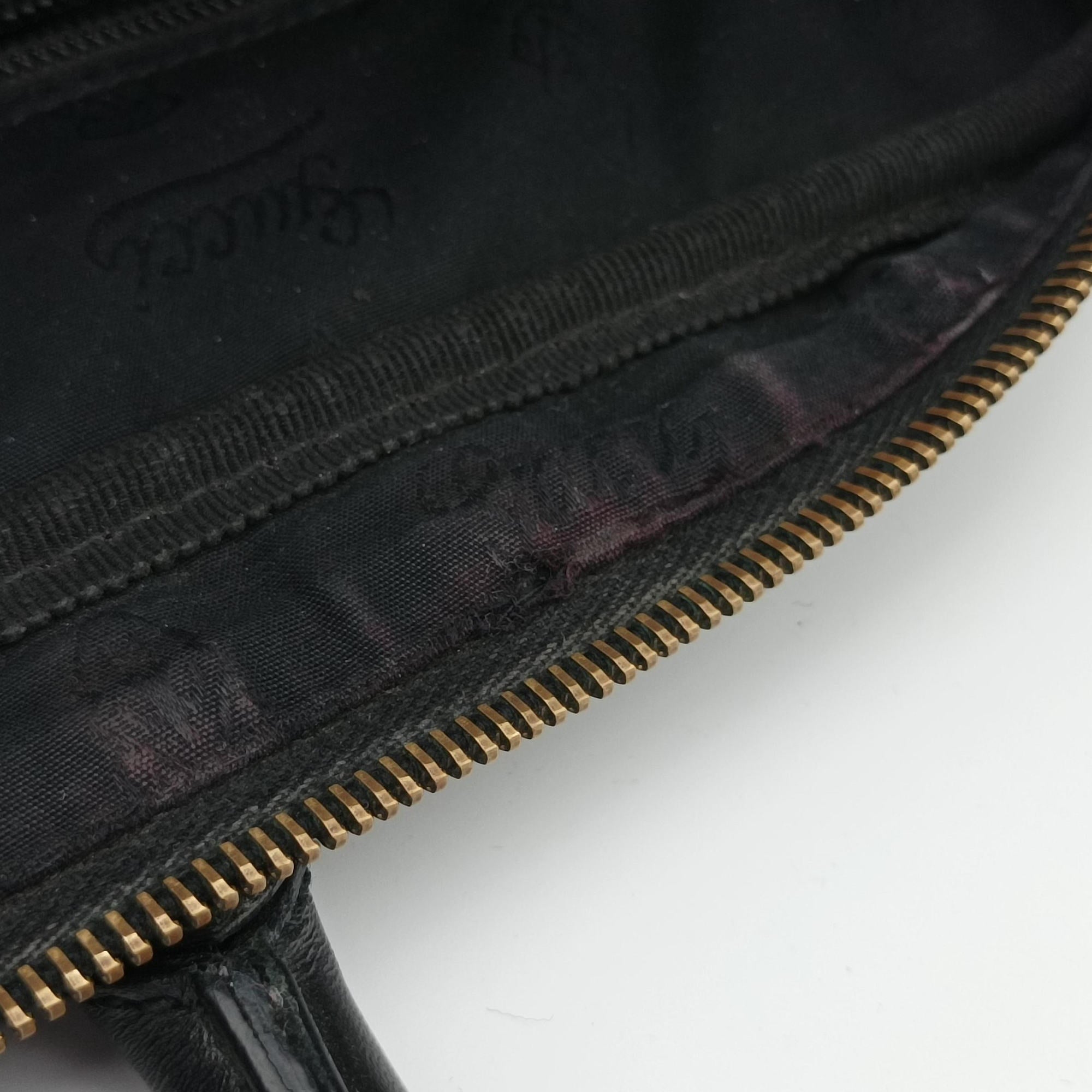 Pre-owned Gucci GG Imprime Briefcase Black PVC coated canvas×Leather 208463 shoulderbag | stylenewstar