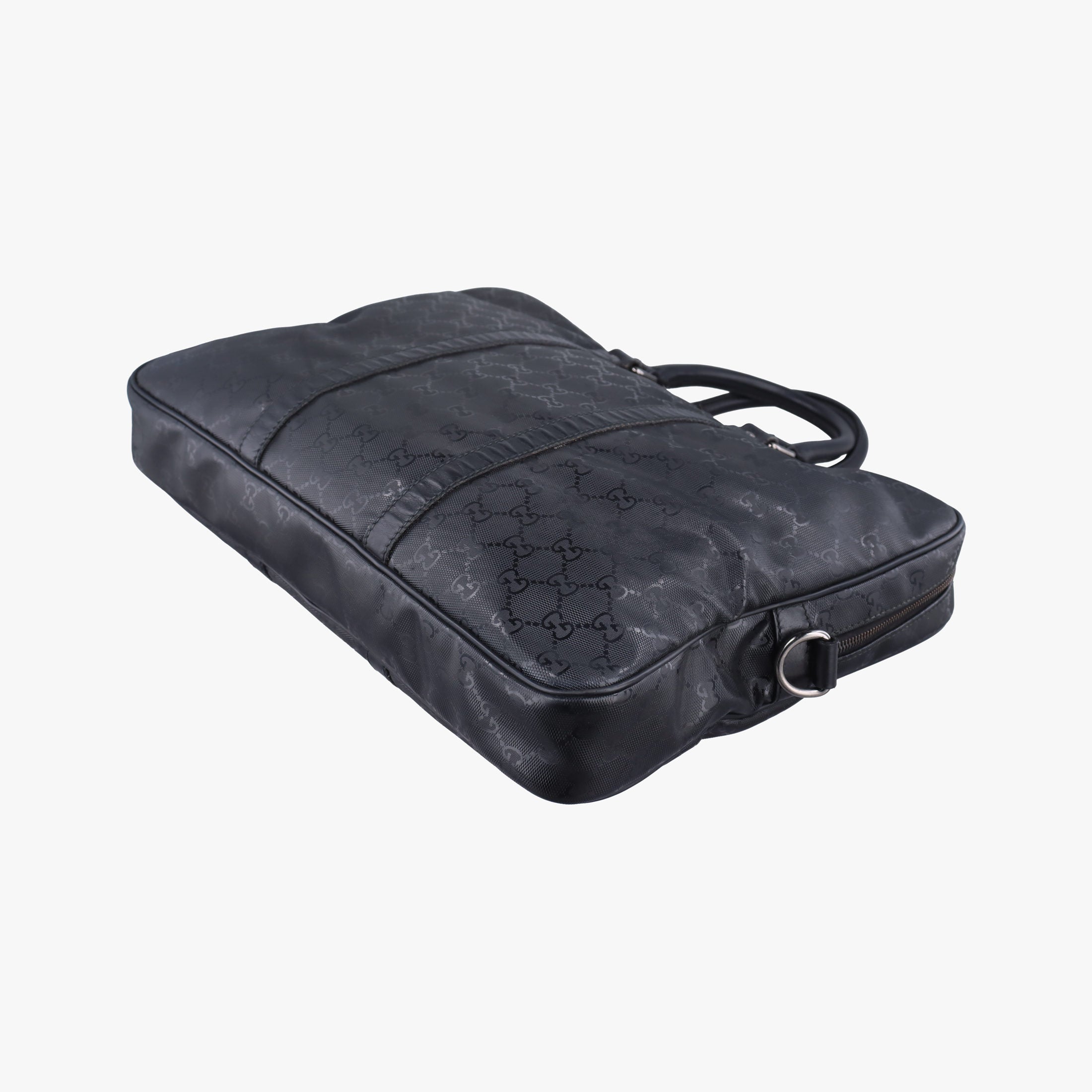 Pre-owned Gucci GG Imprime Briefcase Black PVC coated canvas×Leather 208463 shoulderbag | stylenewstar