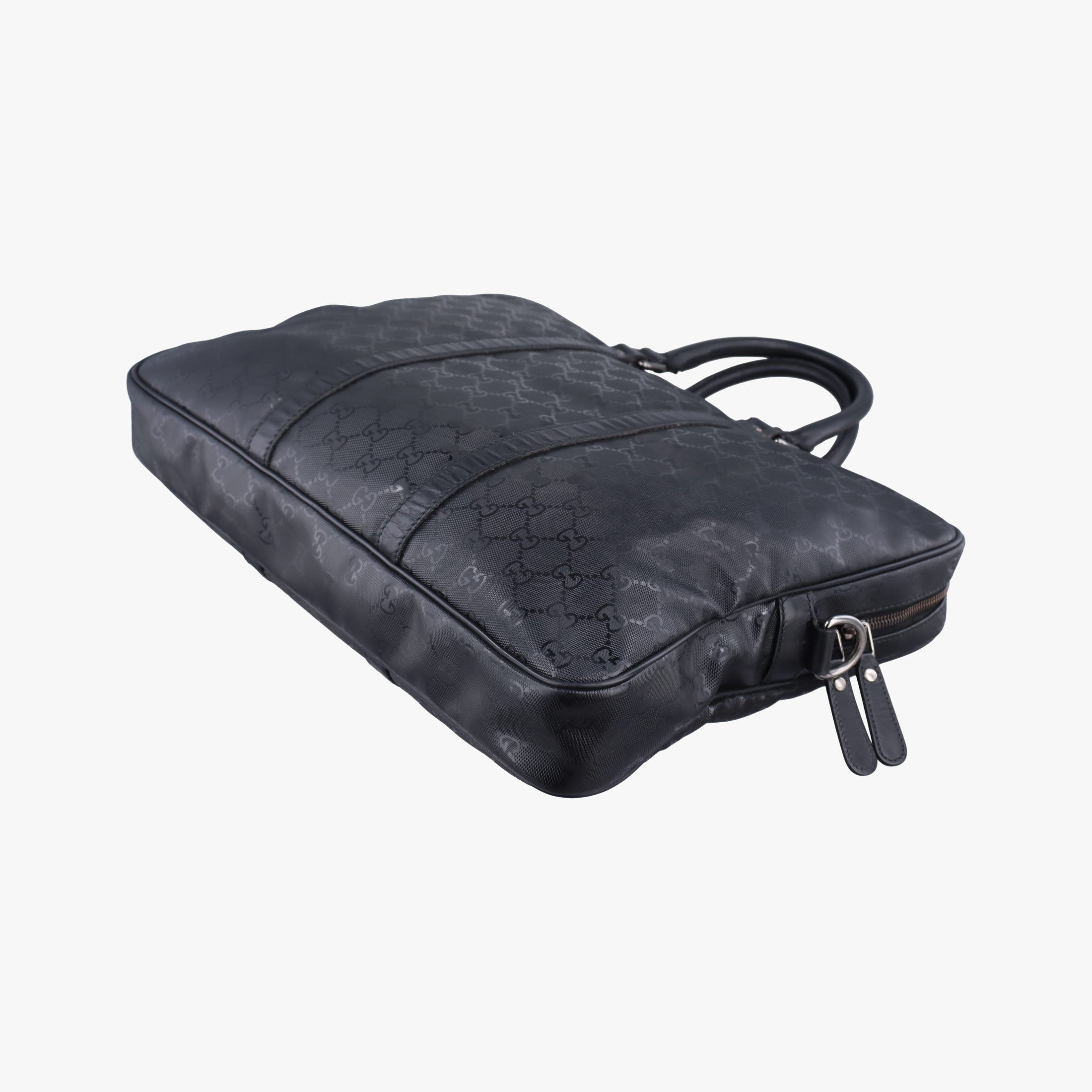 Pre-owned Gucci GG Imprime Briefcase Black PVC coated canvas×Leather 208463 shoulderbag | stylenewstar