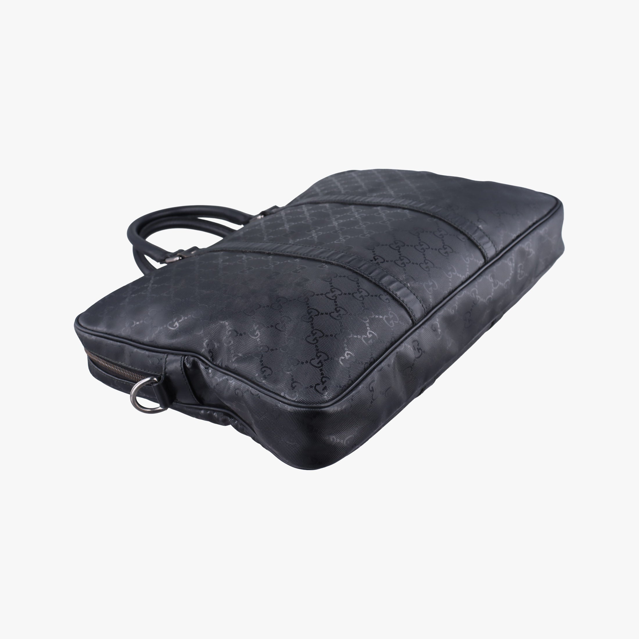 Pre-owned Gucci GG Imprime Briefcase Black PVC coated canvas×Leather 208463 shoulderbag | stylenewstar