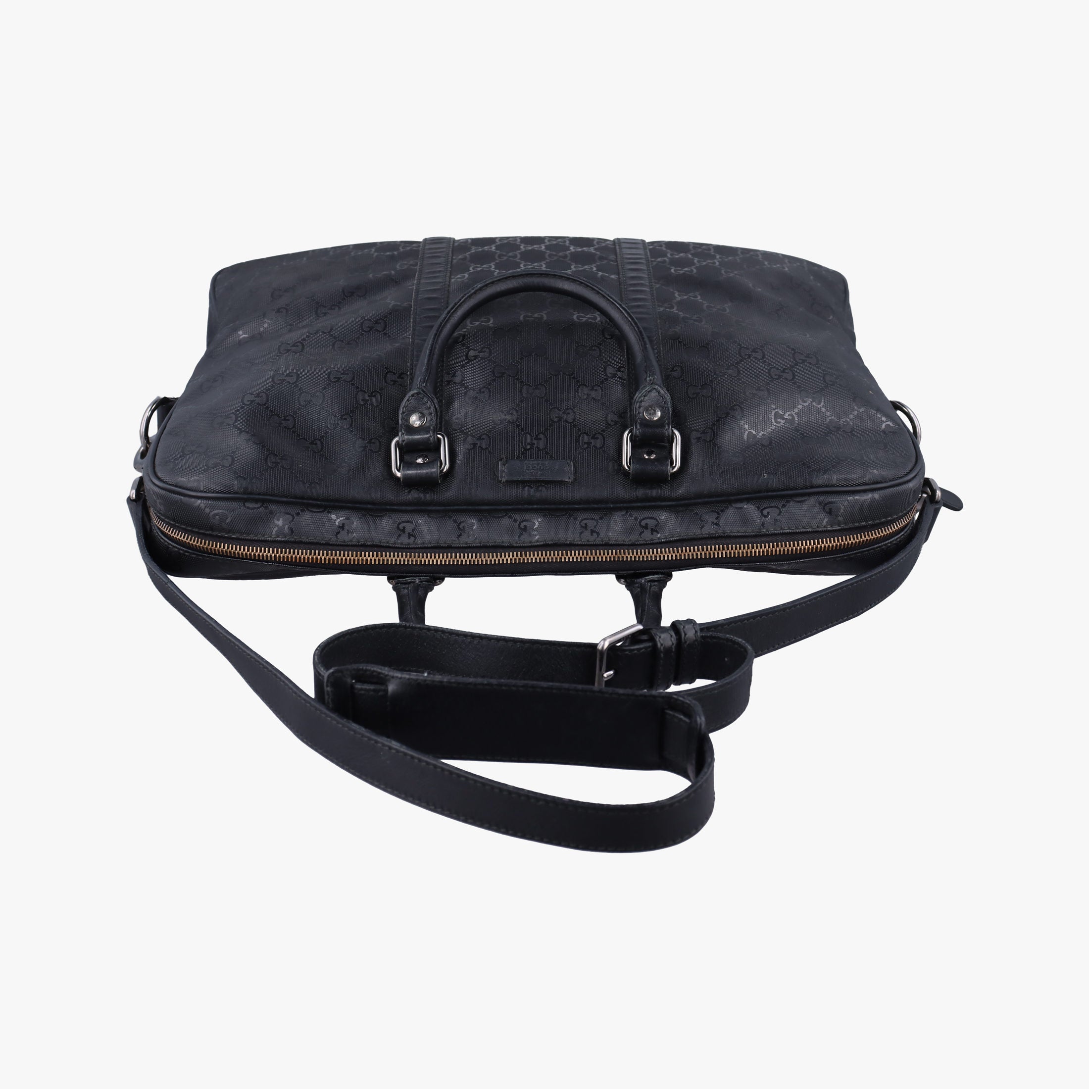 Pre-owned Gucci GG Imprime Briefcase Black PVC coated canvas×Leather 208463 shoulderbag | stylenewstar