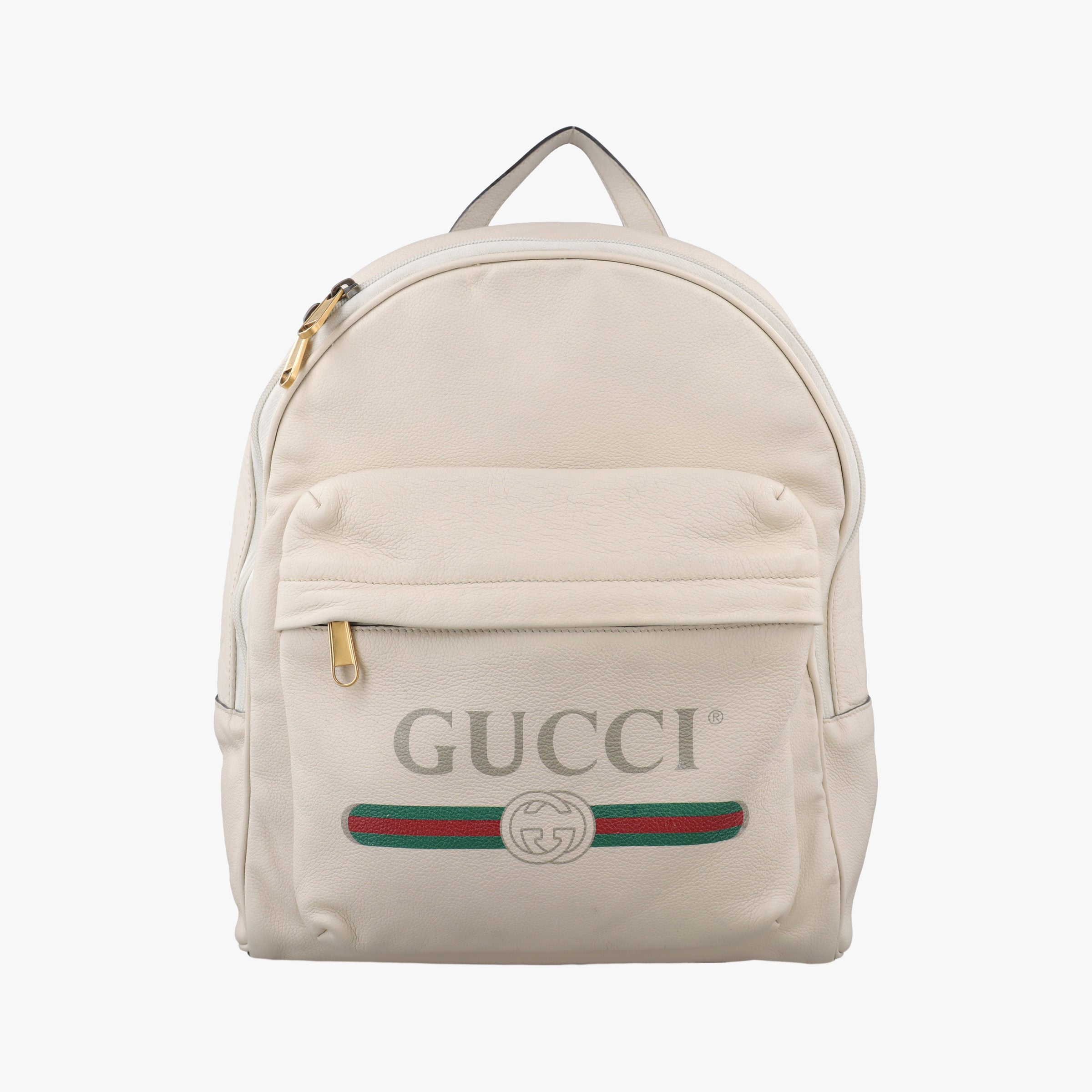 Pre-owned Gucci GUCCI Print White Leather 547834 backpack/rucksack | stylenewstar