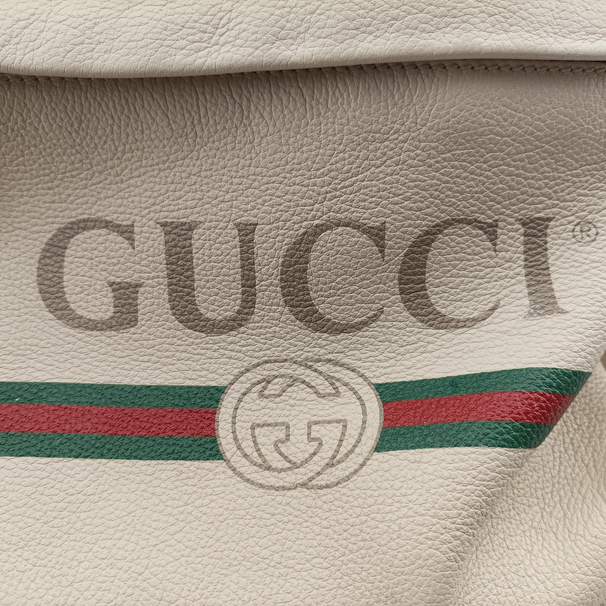 Pre-owned Gucci GUCCI Print White Leather 547834 backpack/rucksack | stylenewstar