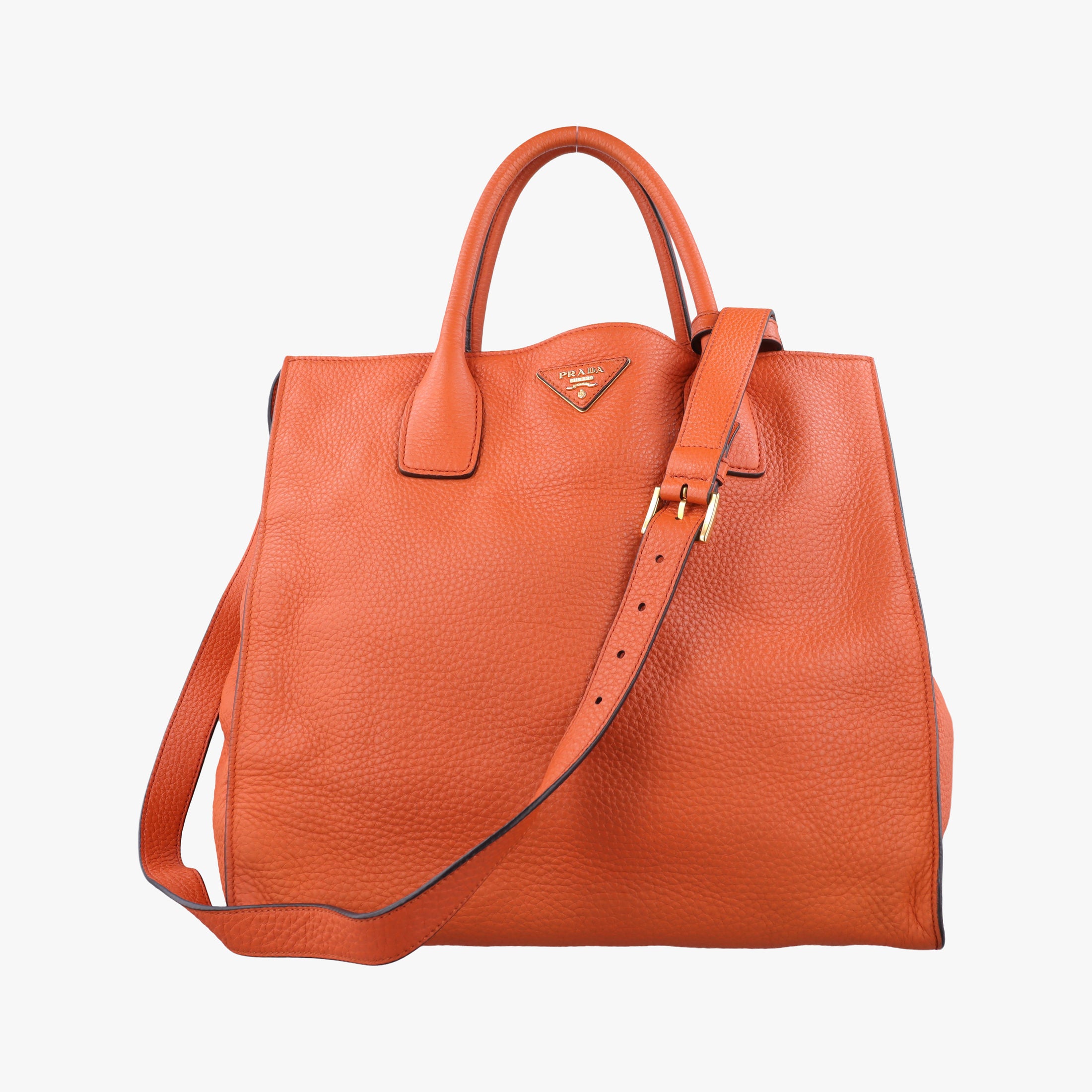 Vintage Prada Vitello Dino Orange Leather BN2671 shoulderbag | stylenewstar