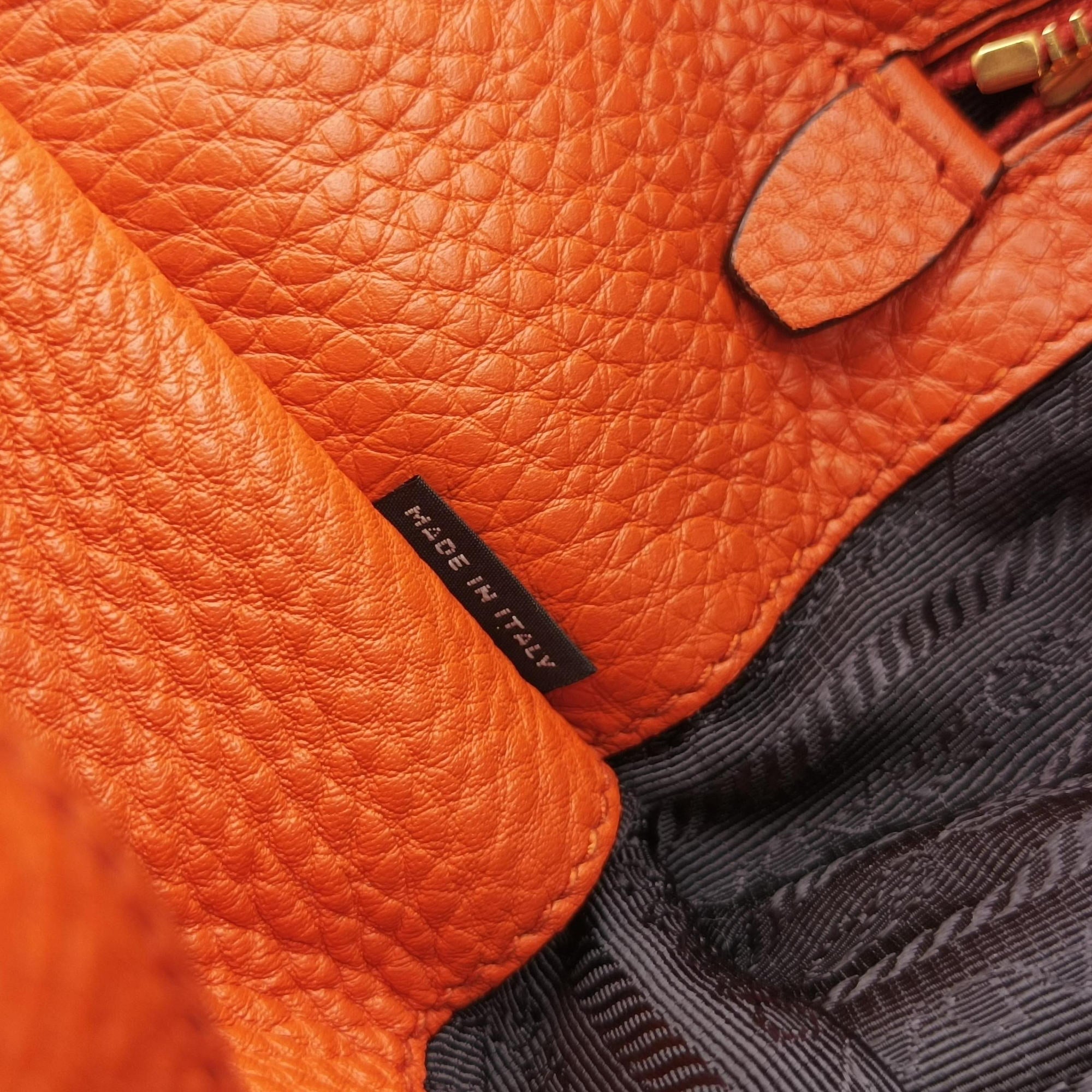 Vintage Prada Vitello Dino Orange Leather BN2671 shoulderbag | stylenewstar