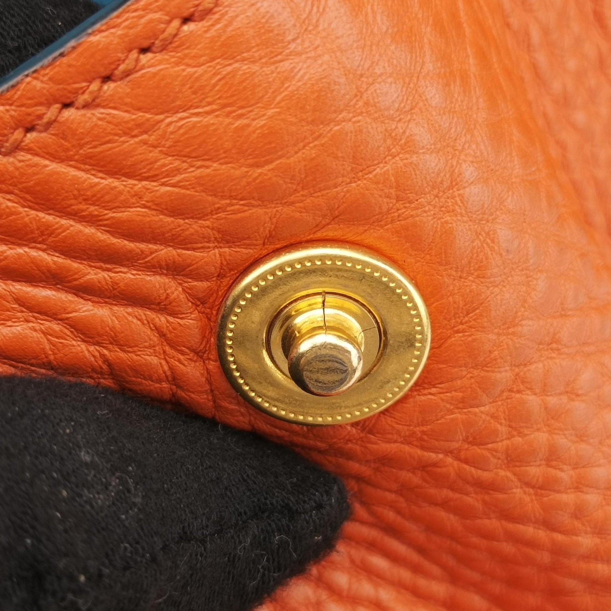 Vintage Prada Vitello Dino Orange Leather BN2671 shoulderbag | stylenewstar