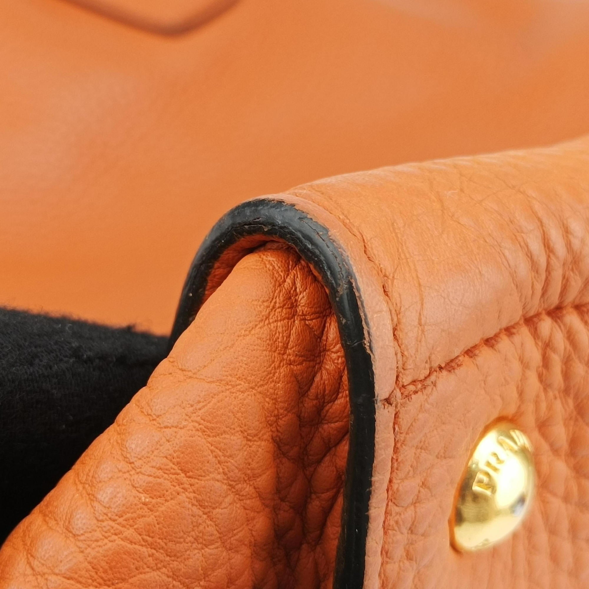 Vintage Prada Vitello Dino Orange Leather BN2671 shoulderbag | stylenewstar