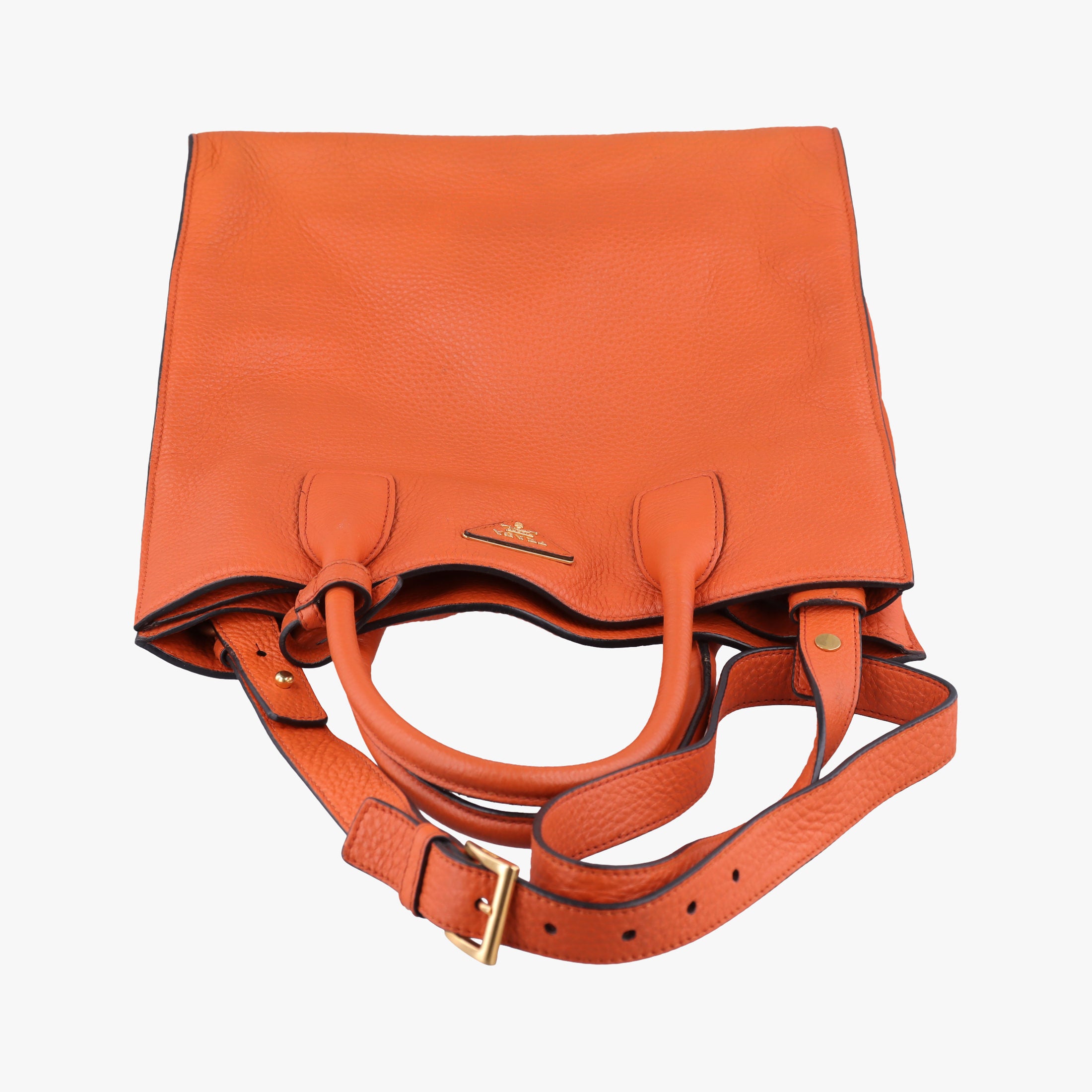 Vintage Prada Vitello Dino Orange Leather BN2671 shoulderbag | stylenewstar