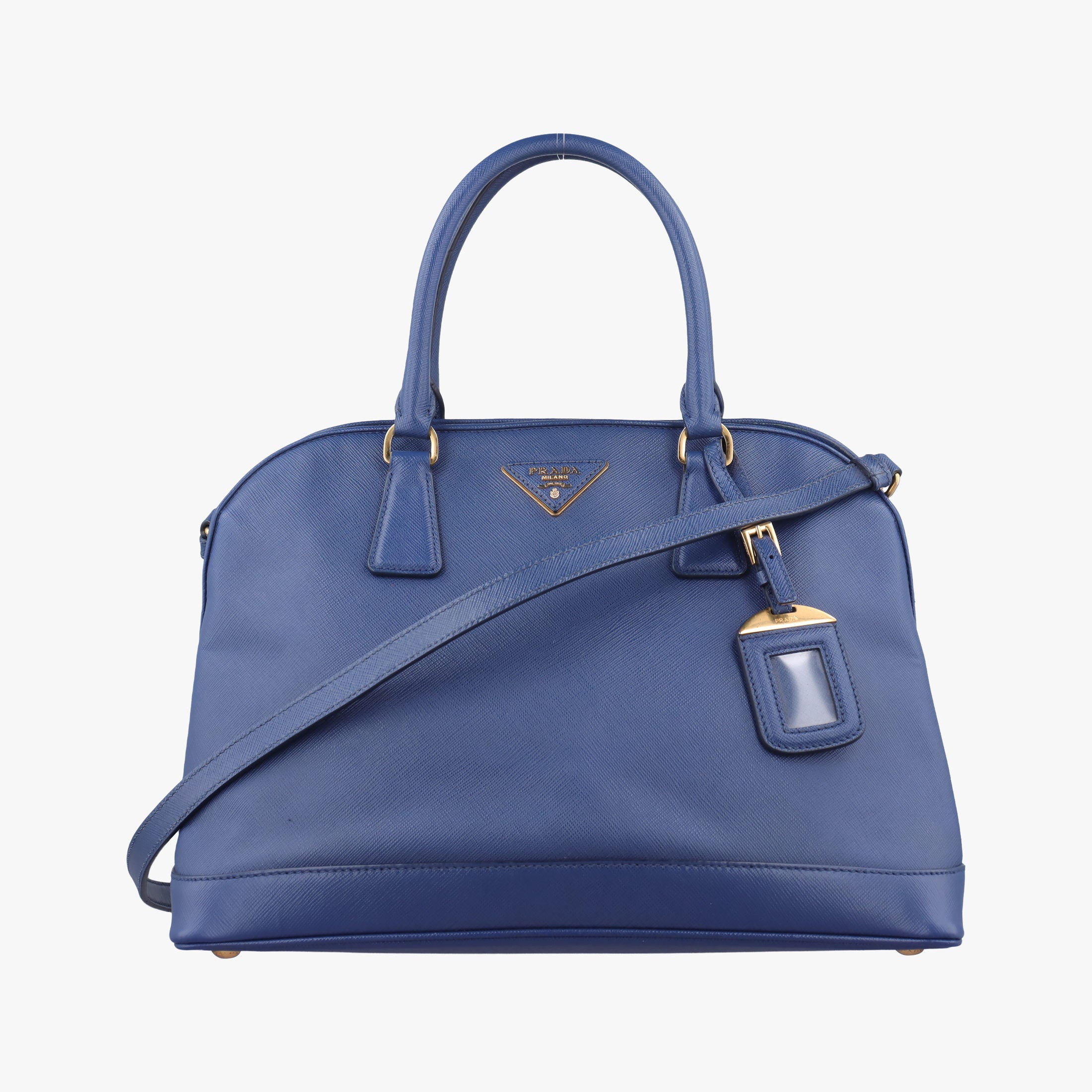 Pre-owned Prada Promenade Blue SAFFIANO Leather BN2558 handbag | stylenewstar