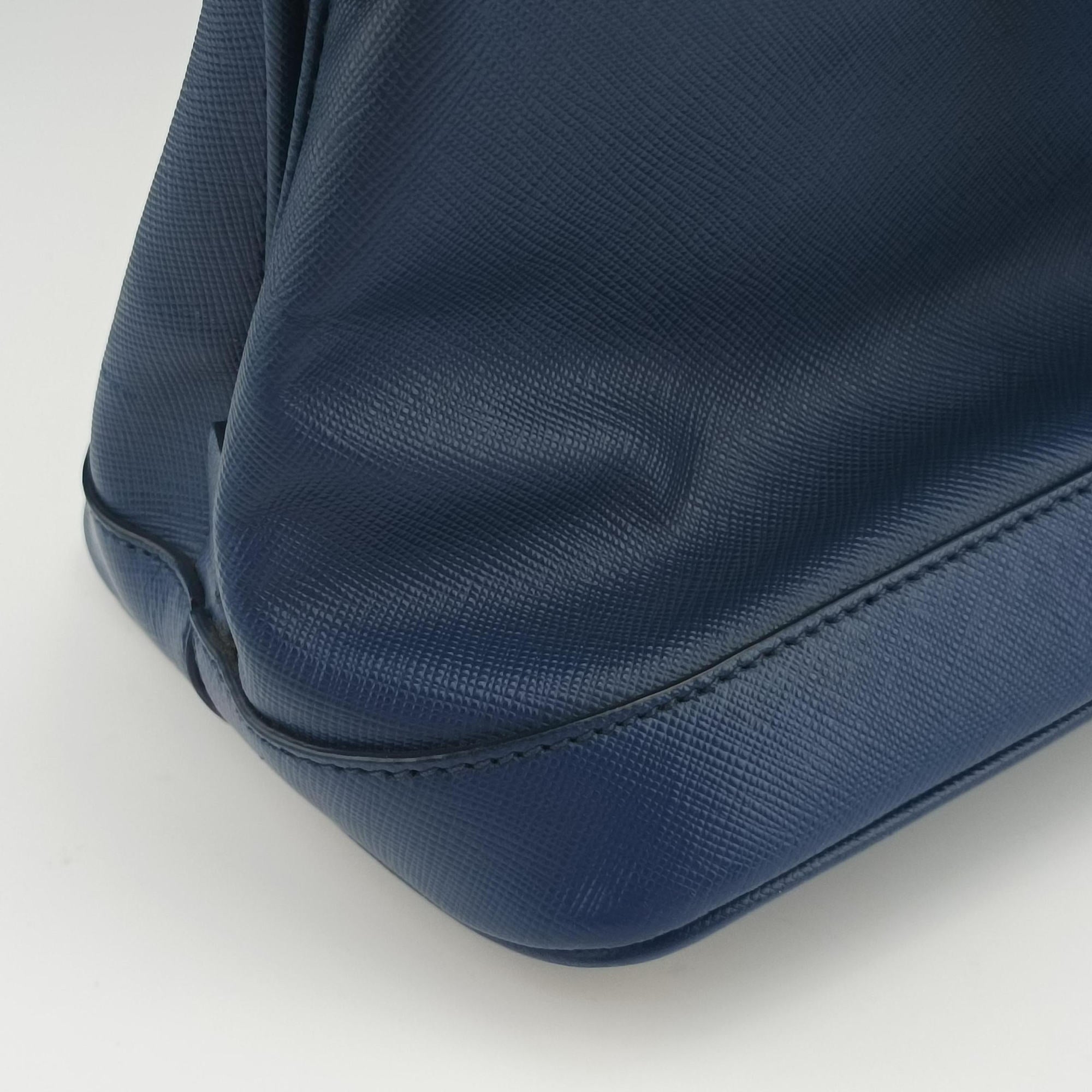 Pre-owned Prada Promenade Blue SAFFIANO Leather BN2558 handbag | stylenewstar
