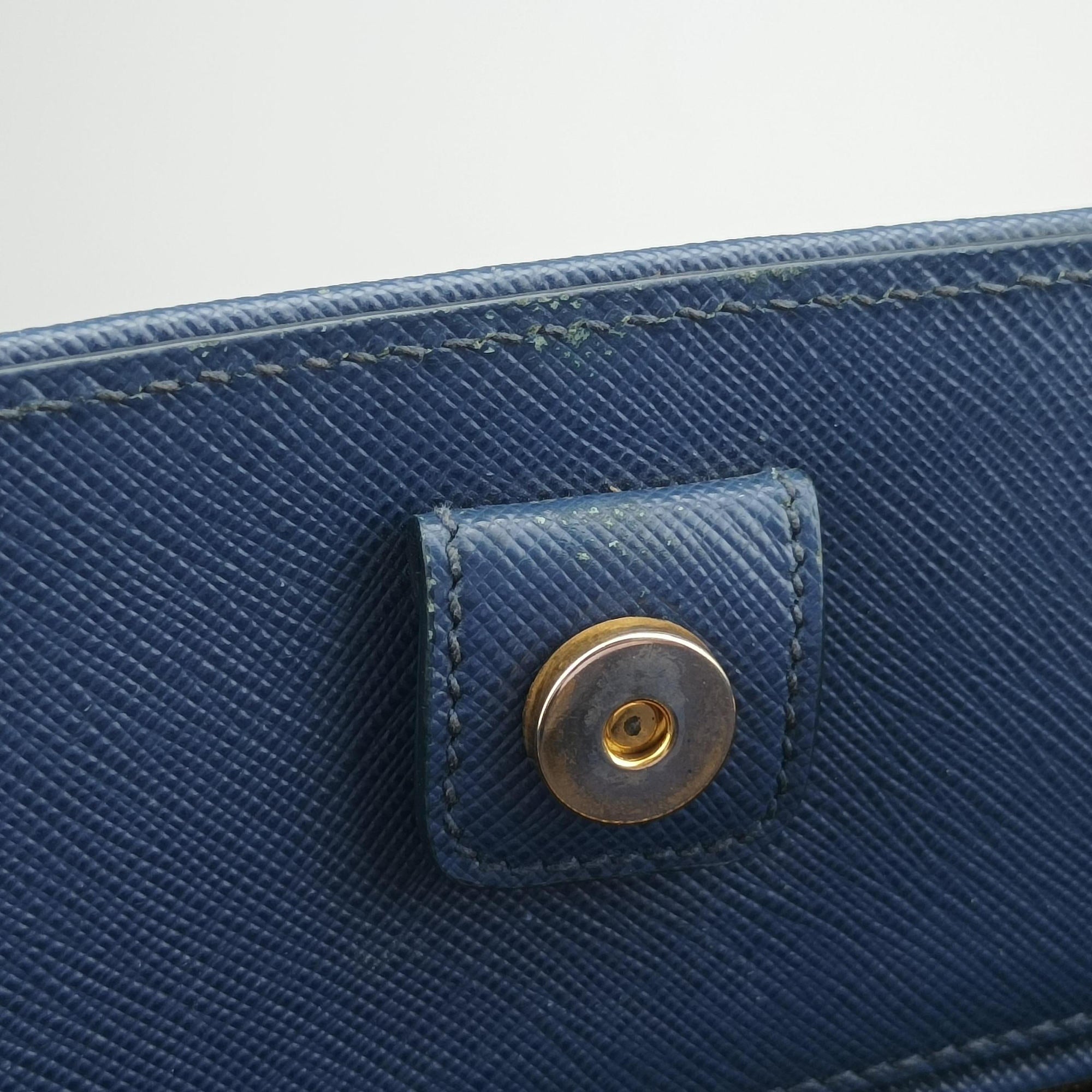 Pre-owned Prada Promenade Blue SAFFIANO Leather BN2558 handbag | stylenewstar