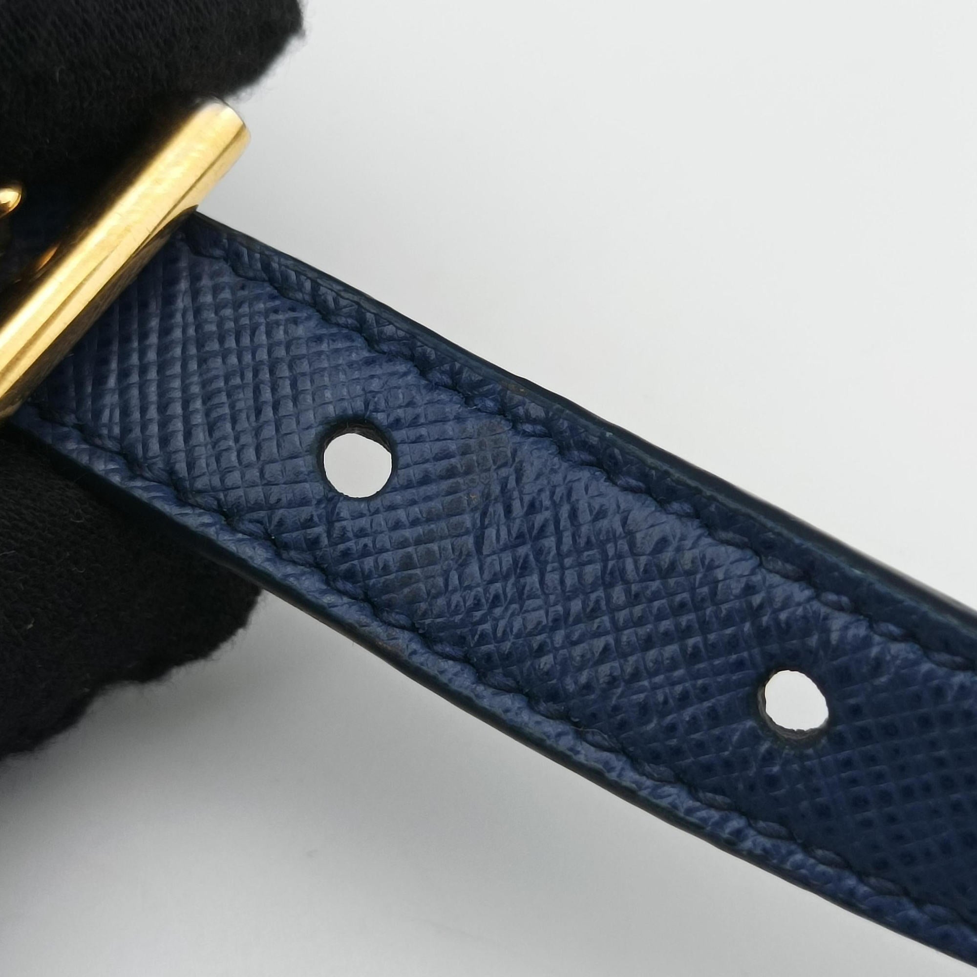 Pre-owned Prada Promenade Blue SAFFIANO Leather BN2558 handbag | stylenewstar