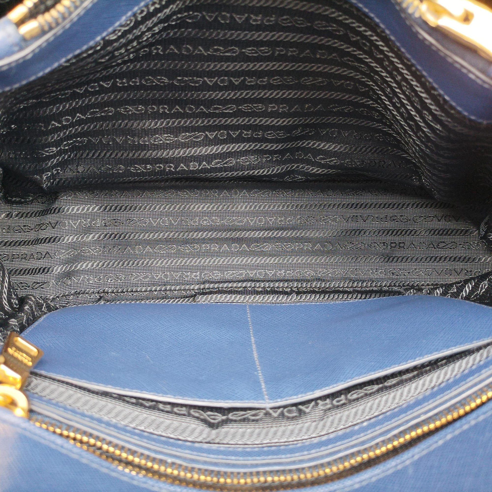 Pre-owned Prada Promenade Blue SAFFIANO Leather BN2558 handbag | stylenewstar