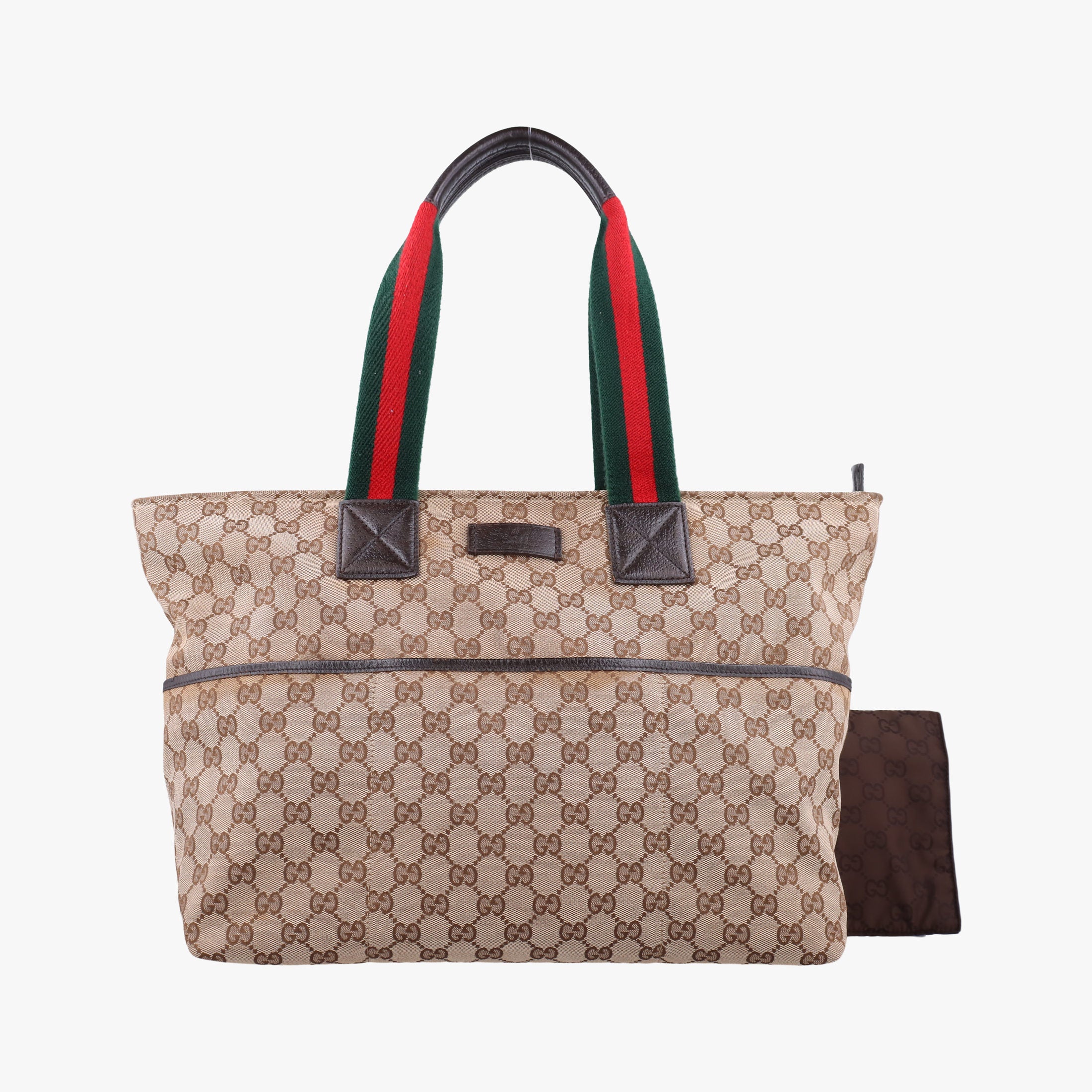 Pre-owned Gucci GG Supreme Sherry Line Beige x Red x Green Canvas×Leather 155524 shoulderbag | stylenewstar