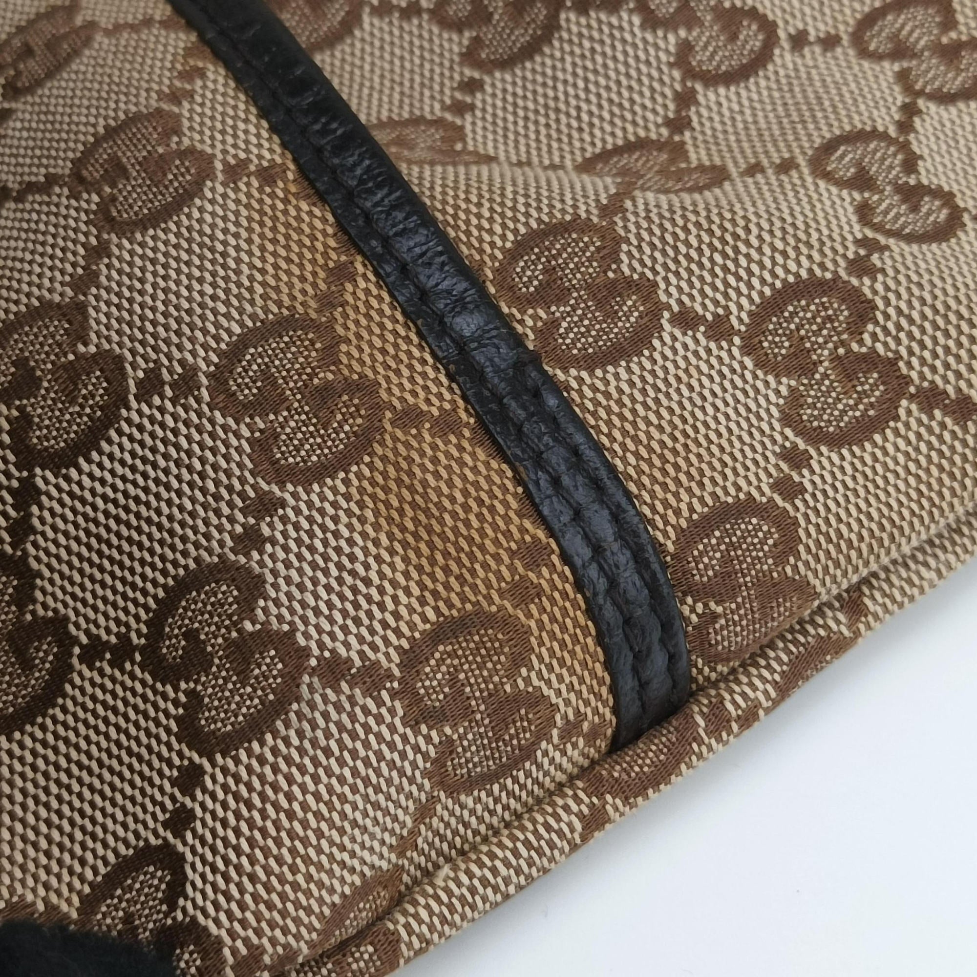 Pre-owned Gucci GG Supreme Sherry Line Beige x Red x Green Canvas×Leather 155524 shoulderbag | stylenewstar