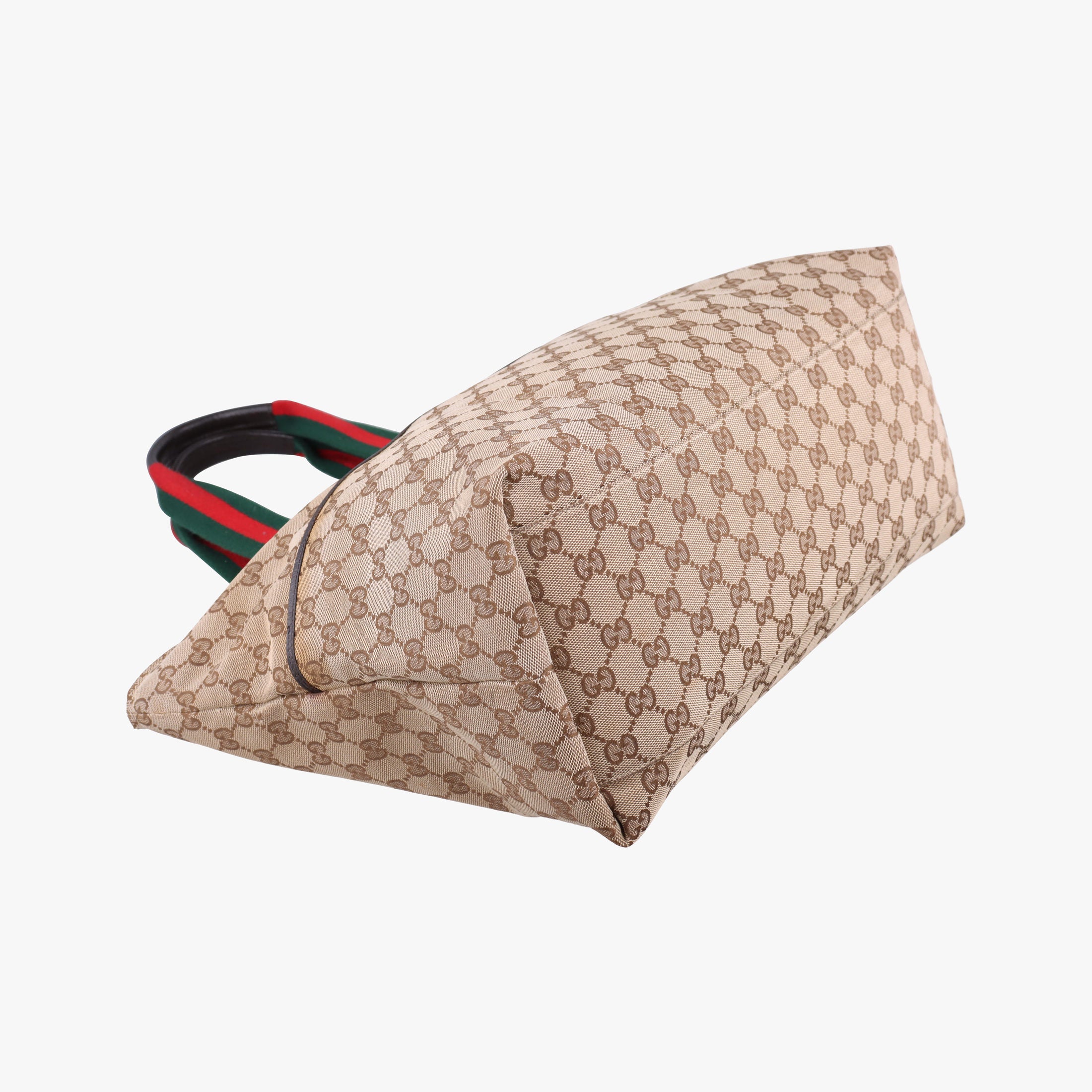 Pre-owned Gucci GG Supreme Sherry Line Beige x Red x Green Canvas×Leather 155524 shoulderbag | stylenewstar