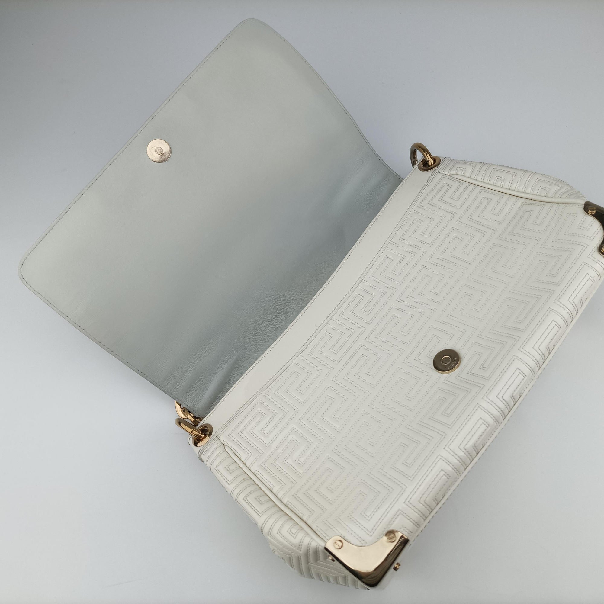 Pre-owned VERSACE Couture thick flap chain White patent  shoulderbag | stylenewstar