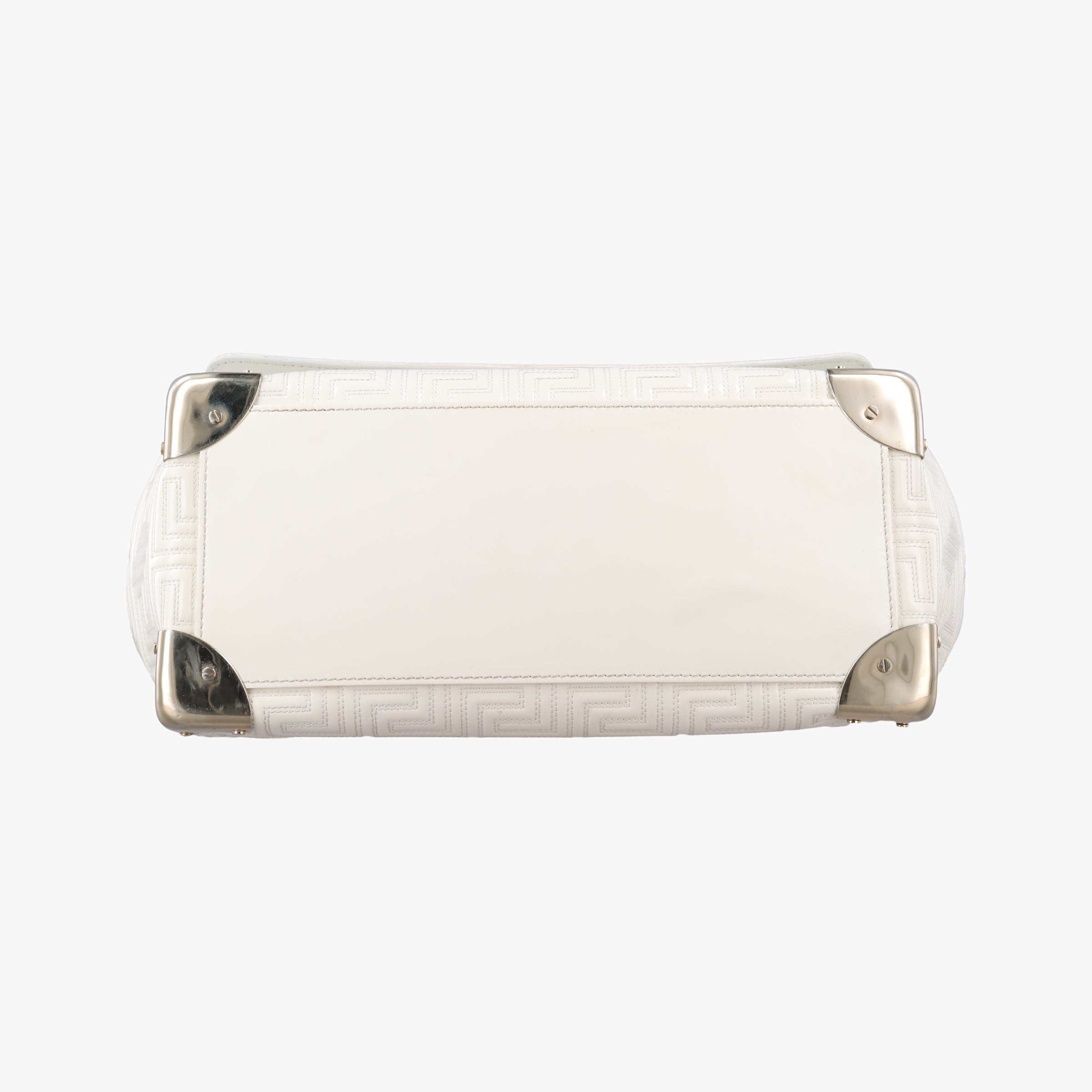 Pre-owned VERSACE Couture thick flap chain White patent  shoulderbag | stylenewstar