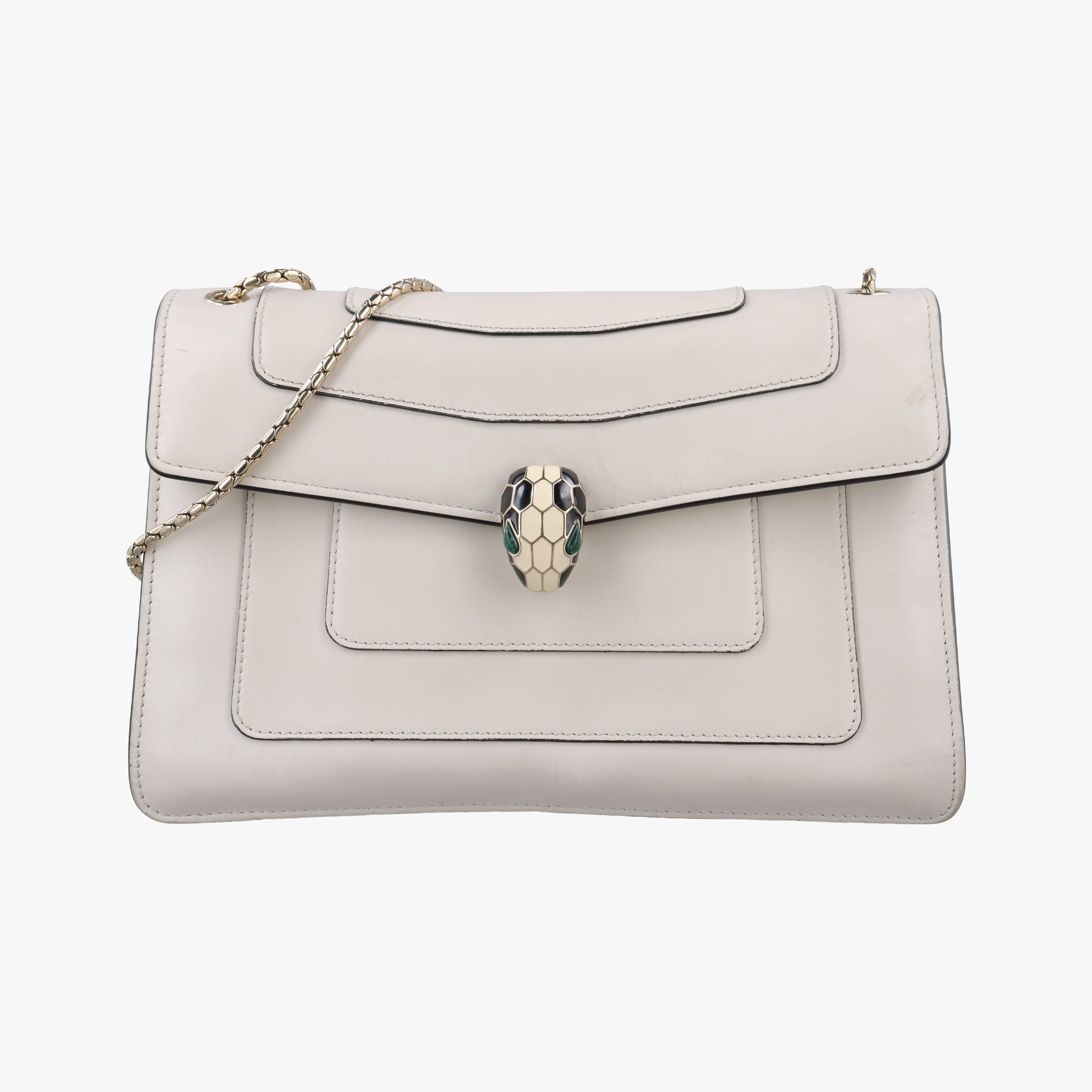 Pre-owned Bvlgari SERPENTI FOREVER White Leather  shoulderbag | stylenewstar