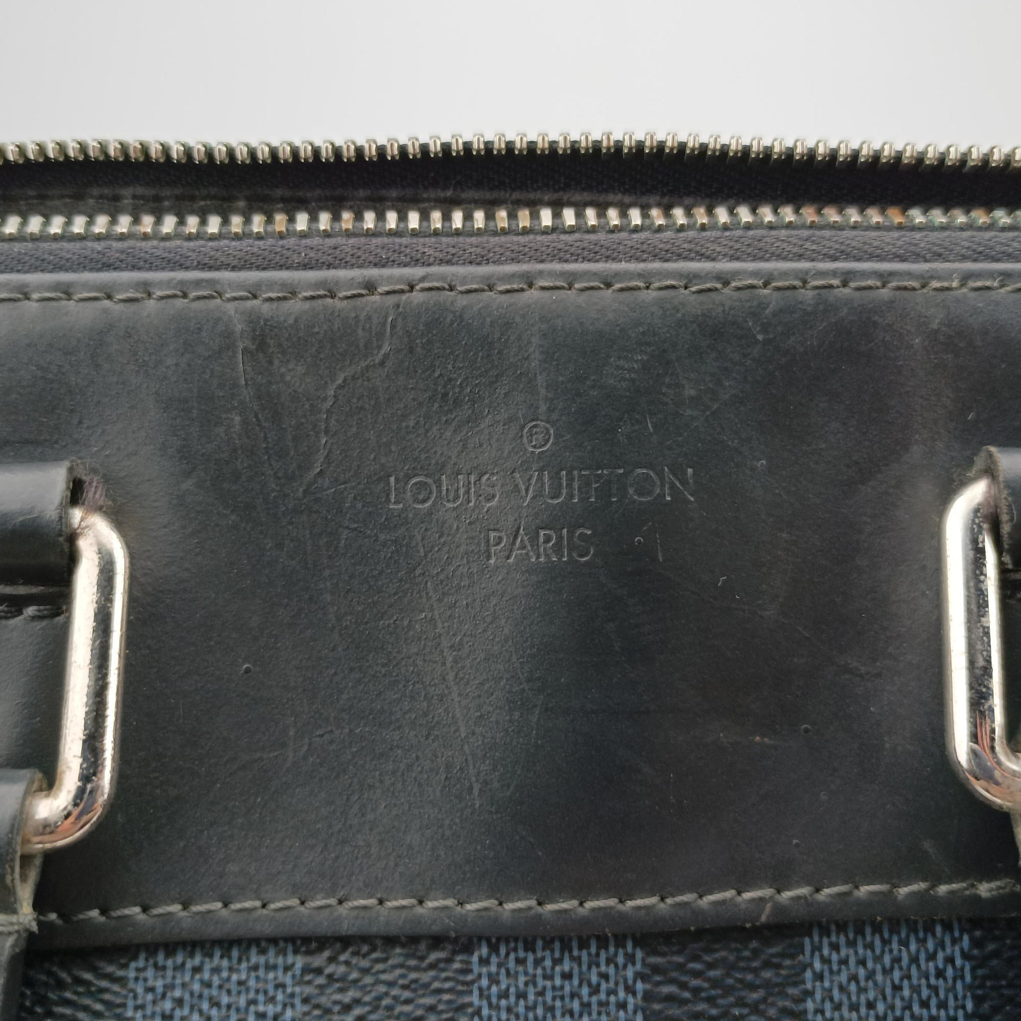 Vintage Louis Vuitton Porte-Documents Jour Black×Navy Damier Cobalt N42241 handbag | stylenewstar