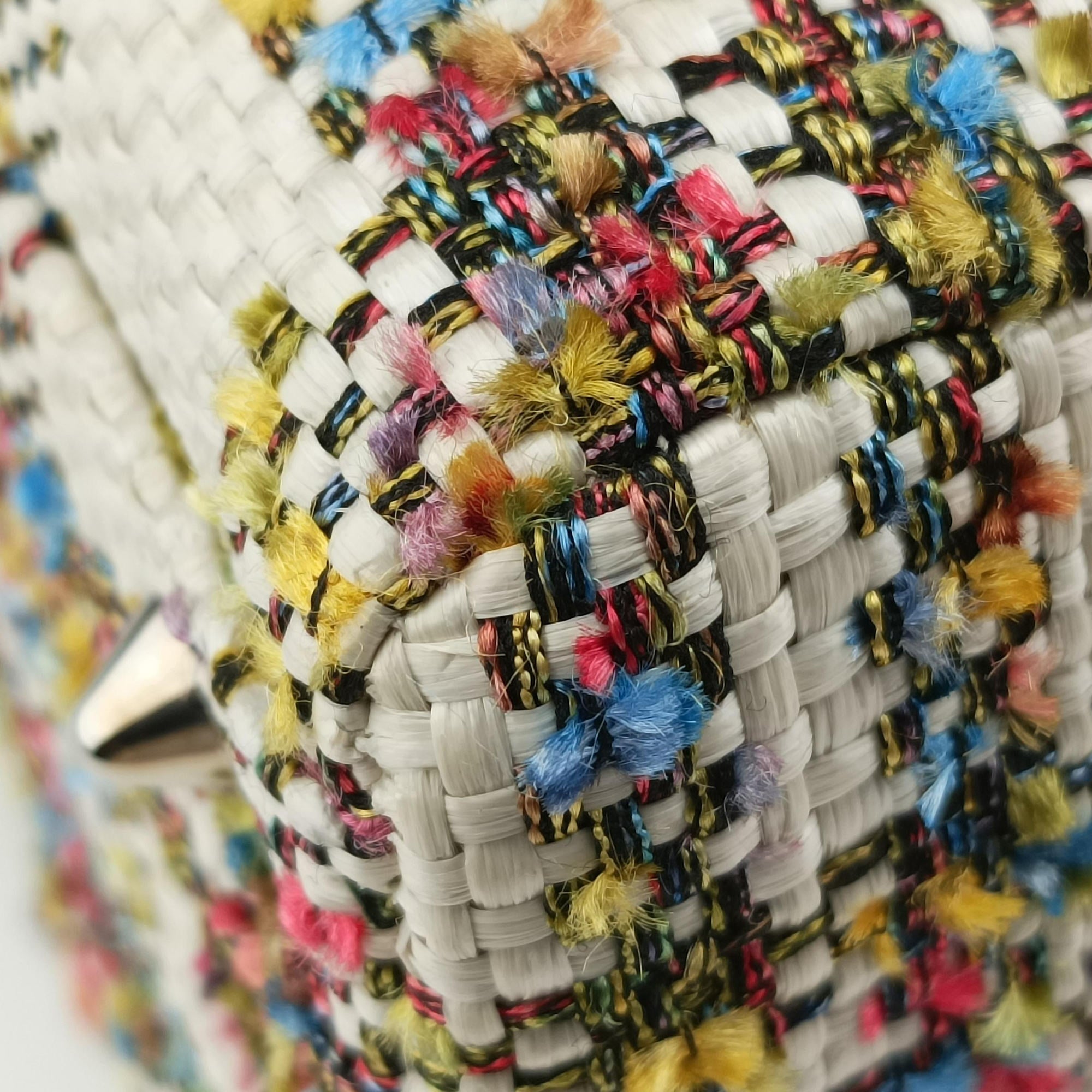 Pre-owned Christian Dior Lady Dior White × Orange × Multicolor Straw×Leather  shoulderbag | stylenewstar