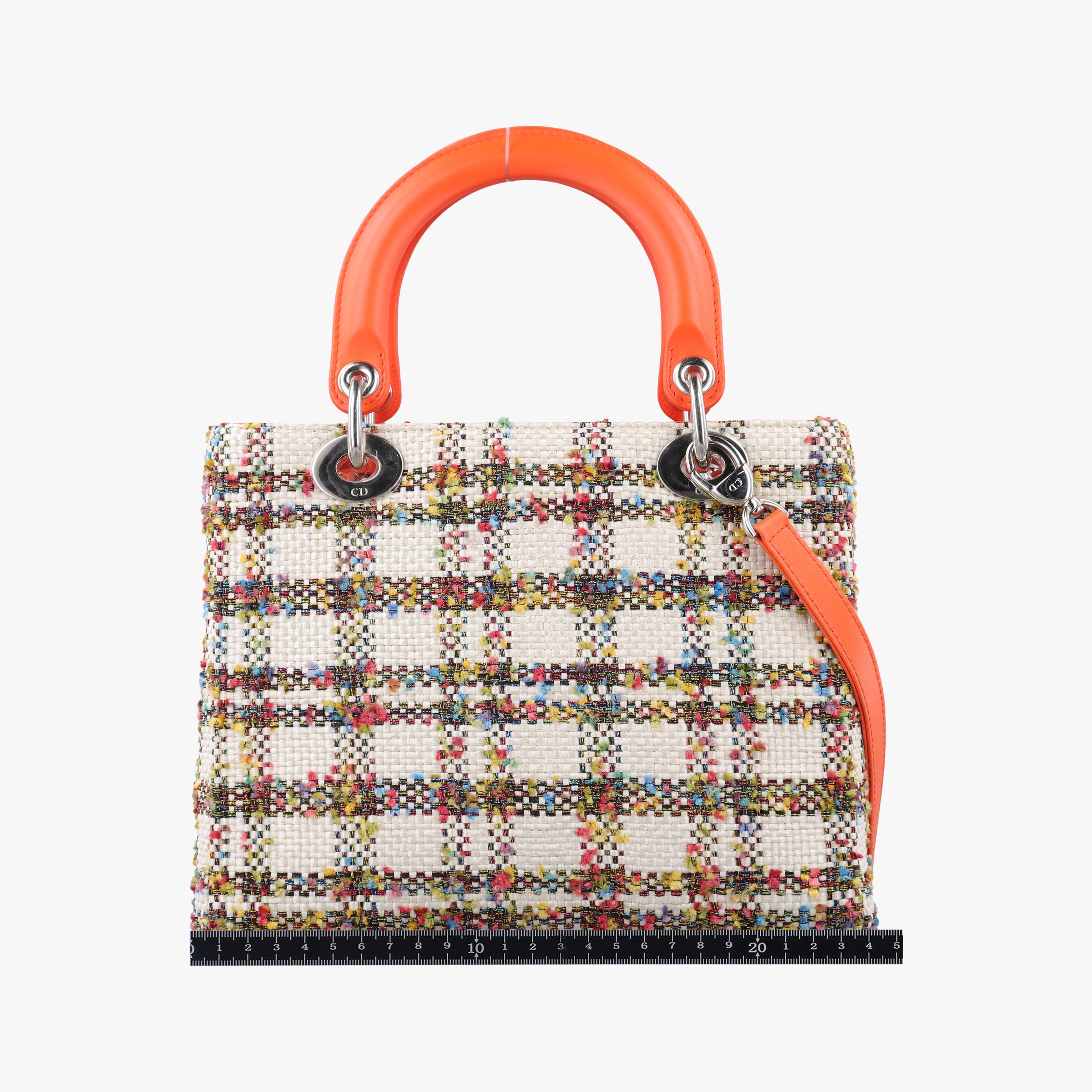 Pre-owned Christian Dior Lady Dior White × Orange × Multicolor Straw×Leather  shoulderbag | stylenewstar