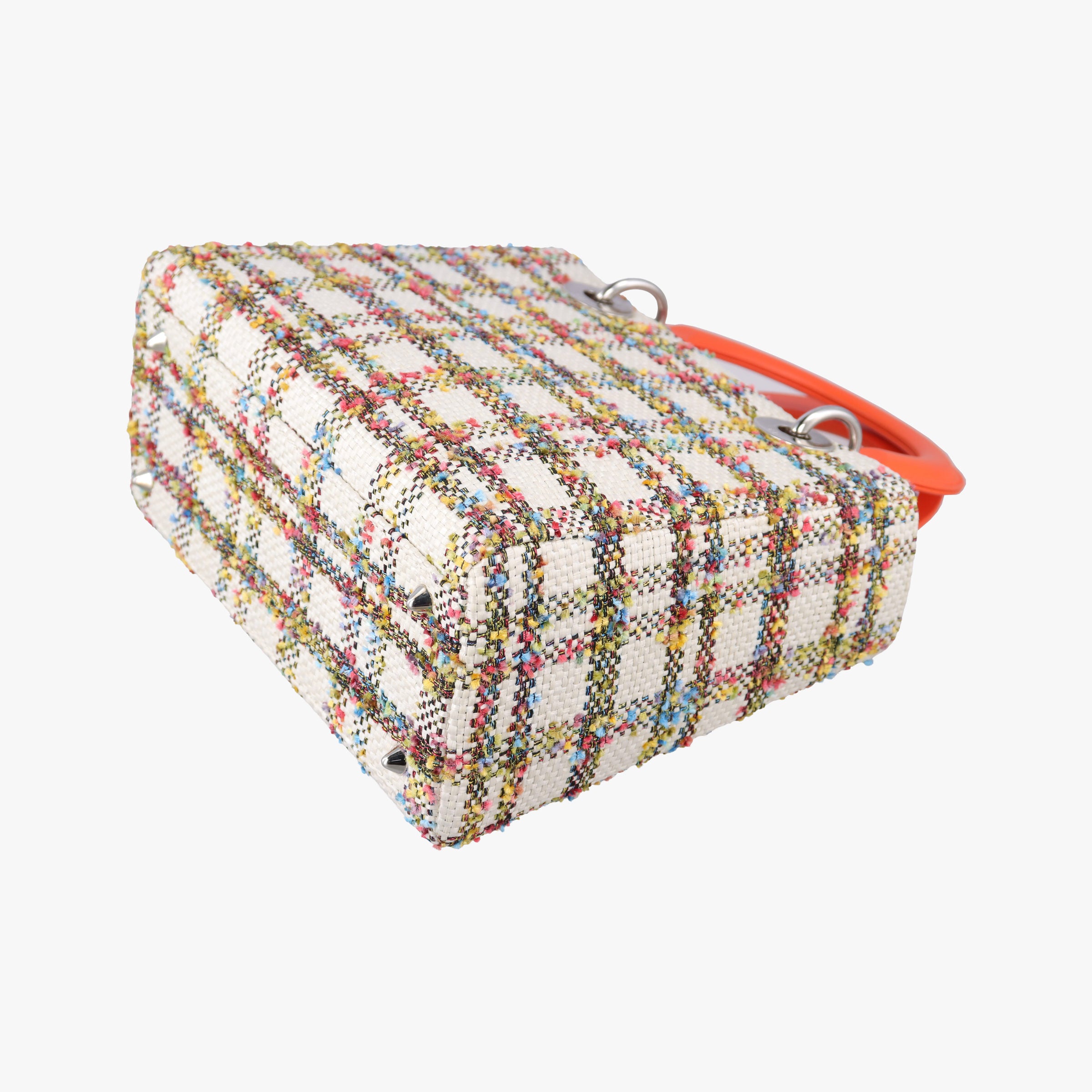 Pre-owned Christian Dior Lady Dior White × Orange × Multicolor Straw×Leather  shoulderbag | stylenewstar