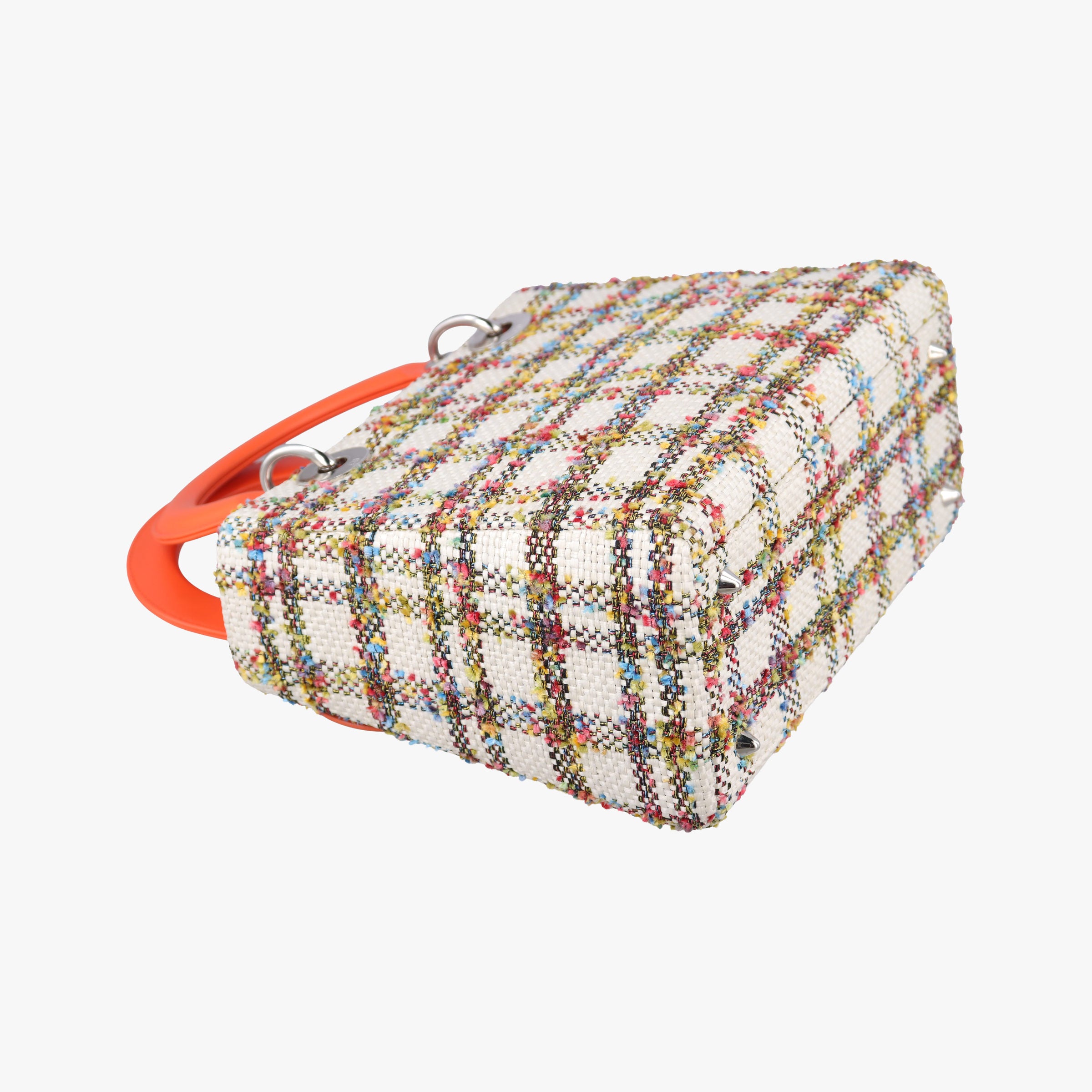 Pre-owned Christian Dior Lady Dior White × Orange × Multicolor Straw×Leather  shoulderbag | stylenewstar