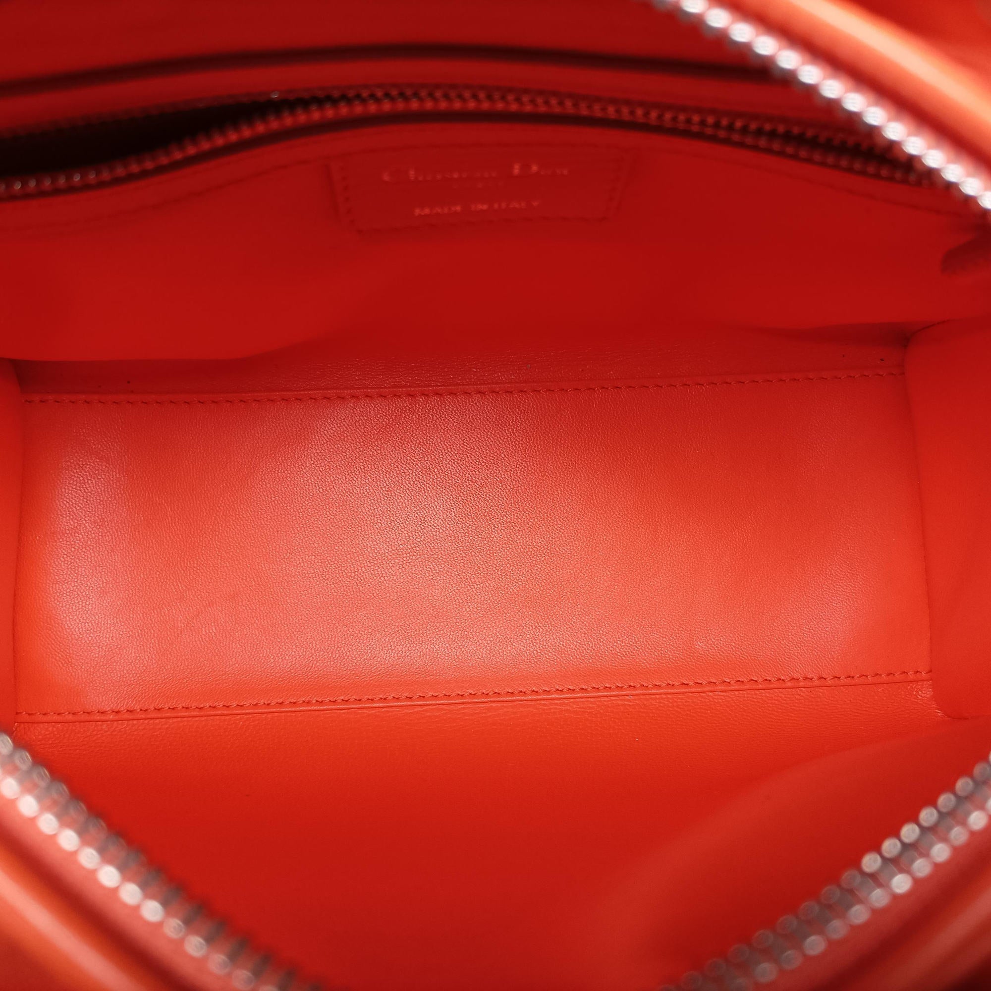 Pre-owned Christian Dior Lady Dior White × Orange × Multicolor Straw×Leather  shoulderbag | stylenewstar
