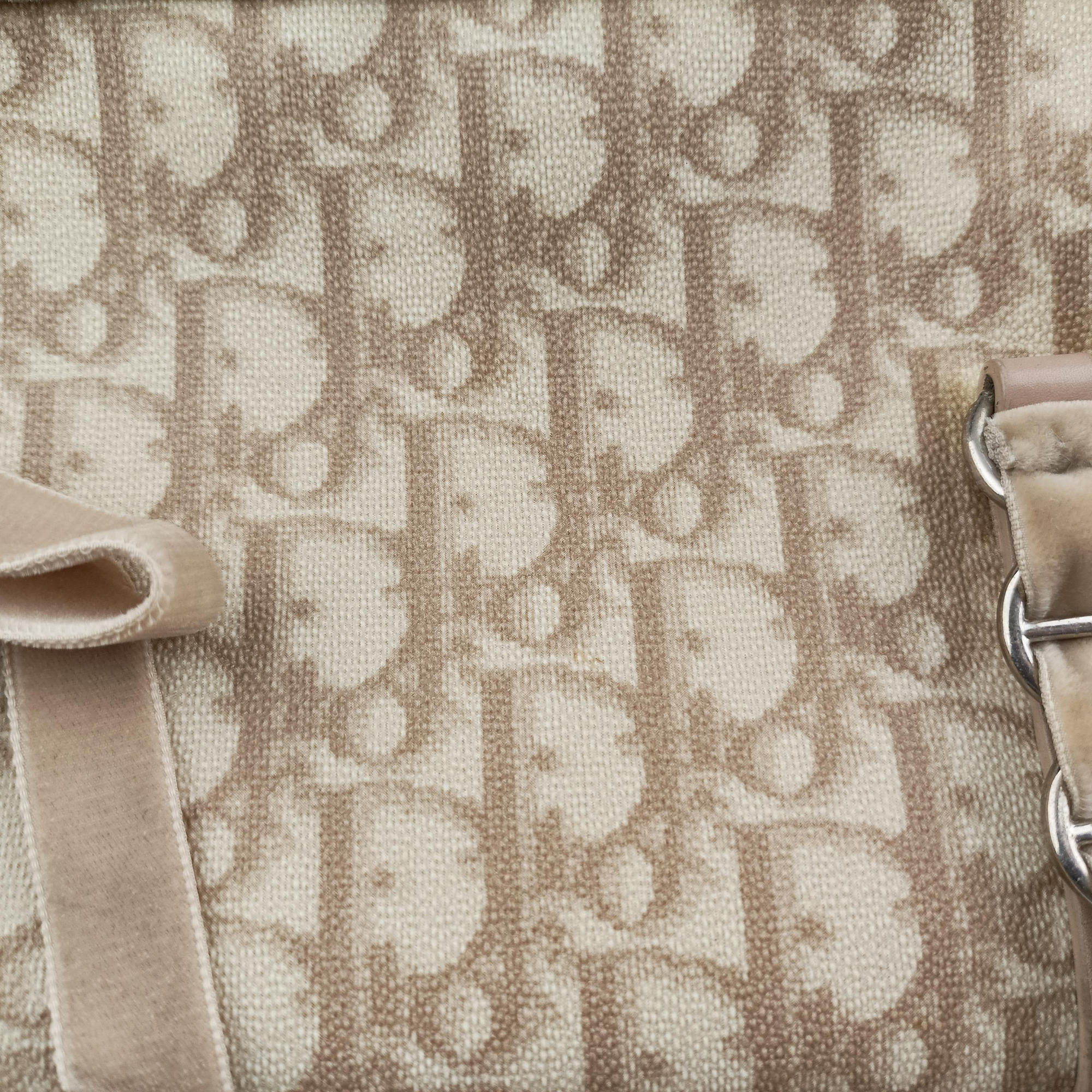 Pre-owned Christian Dior Romantic Trotter Beige x Pink PVC coated canvas x velour  handbag | stylenewstar