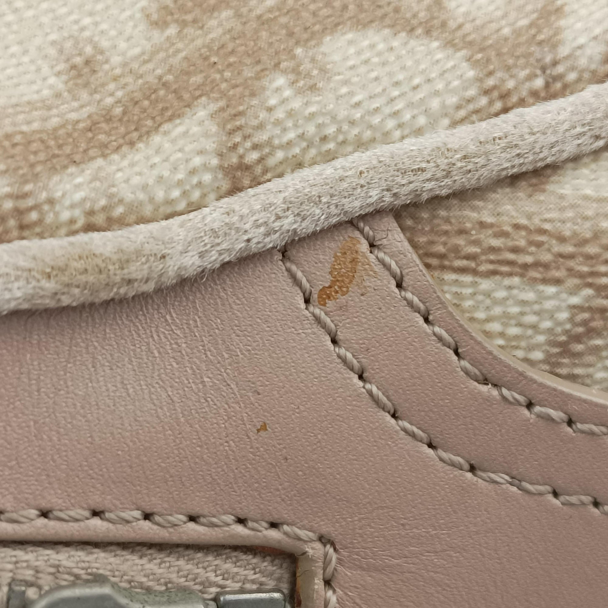 Pre-owned Christian Dior Romantic Trotter Beige x Pink PVC coated canvas x velour  handbag | stylenewstar