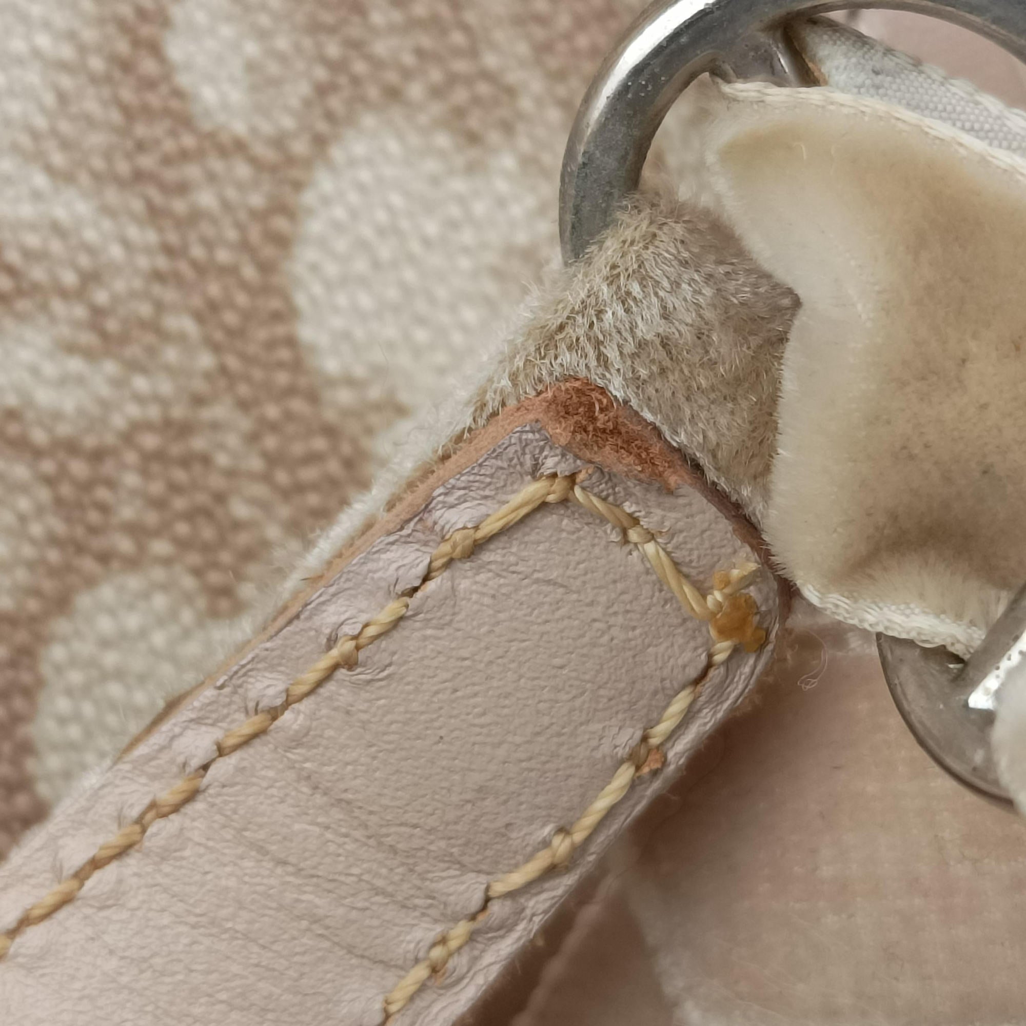Pre-owned Christian Dior Romantic Trotter Beige x Pink PVC coated canvas x velour  handbag | stylenewstar