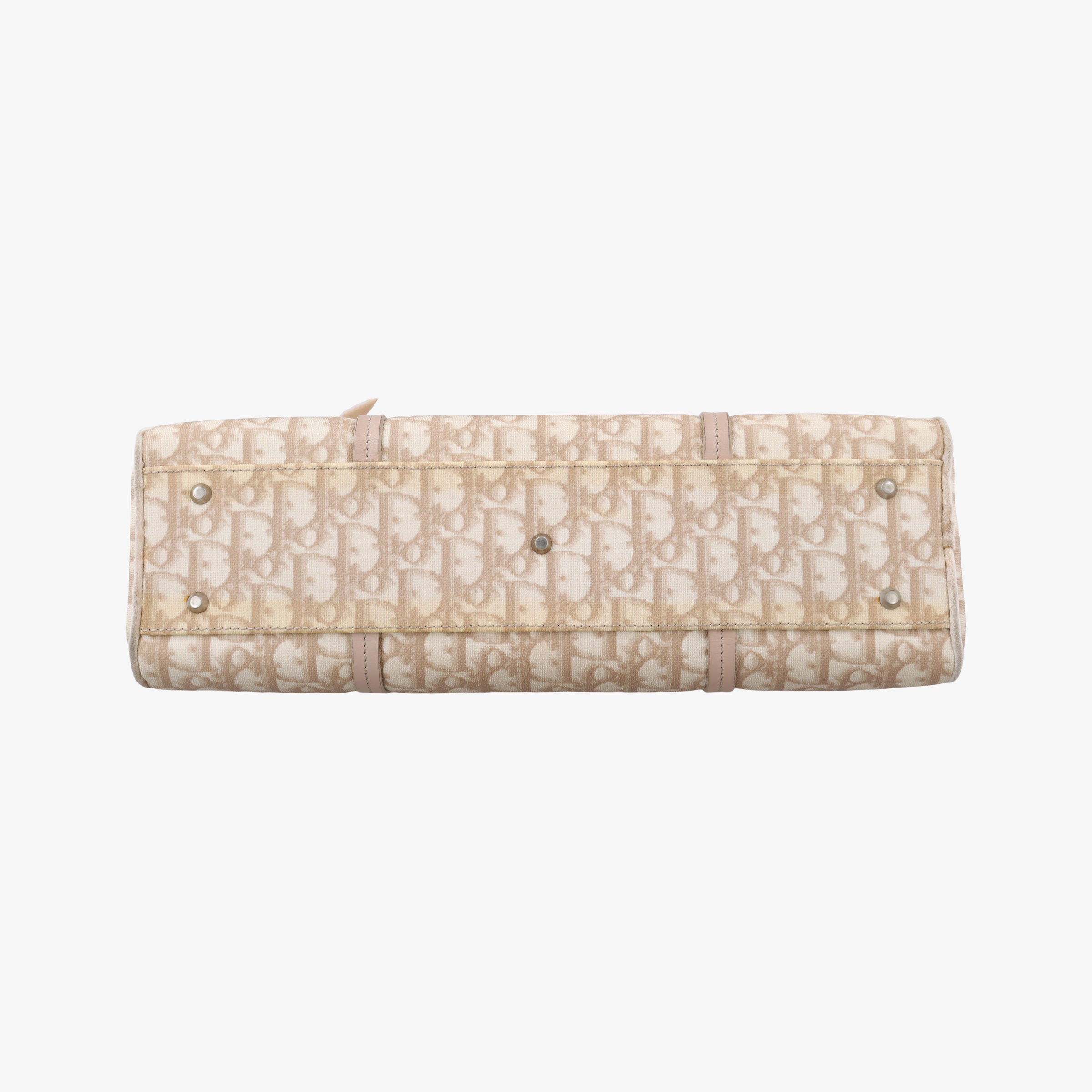 Pre-owned Christian Dior Romantic Trotter Beige x Pink PVC coated canvas x velour  handbag | stylenewstar