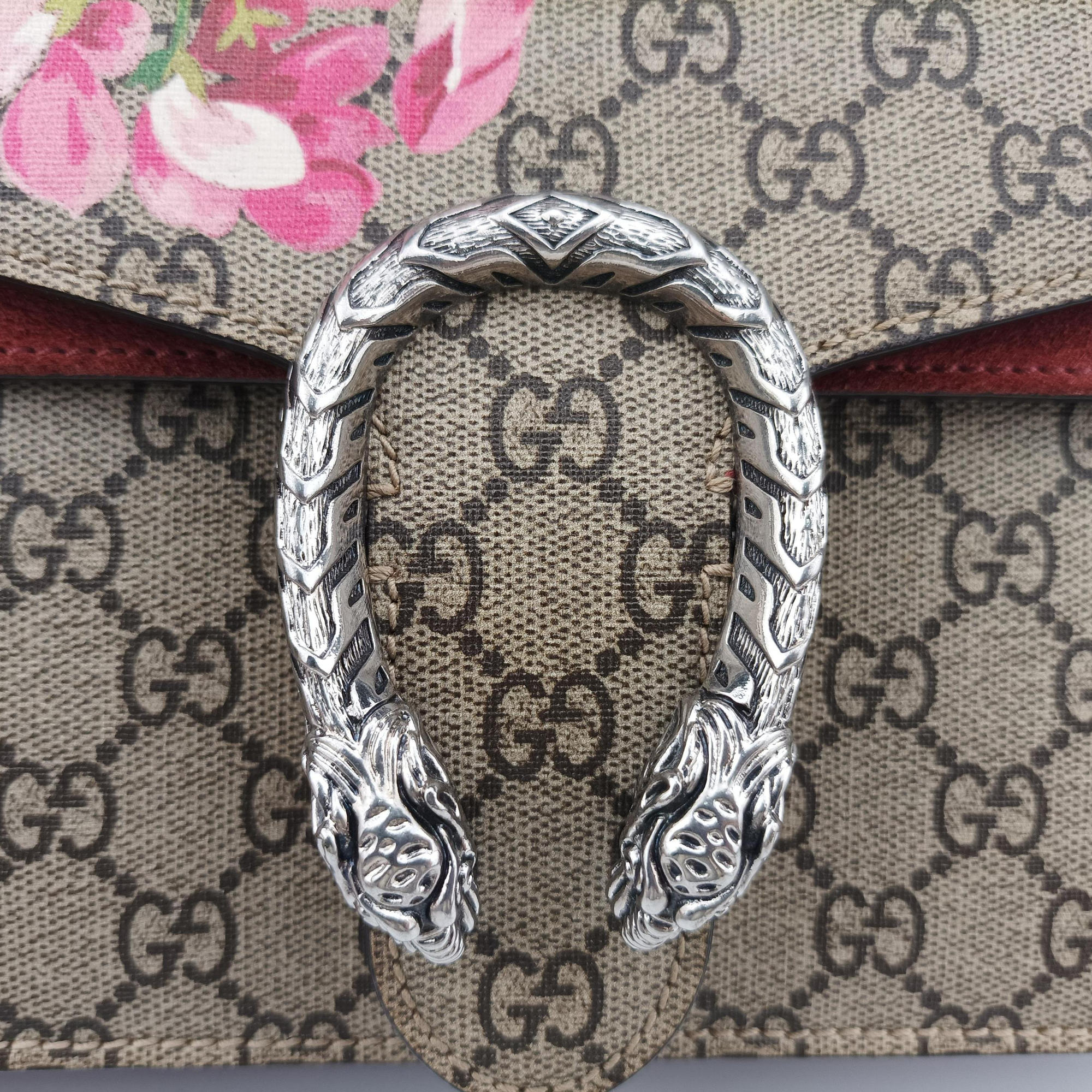Secondhand Gucci Dionysus beige×red×multicolor PVC coated canvas × suede 400249 shoulderbag | stylenewstar