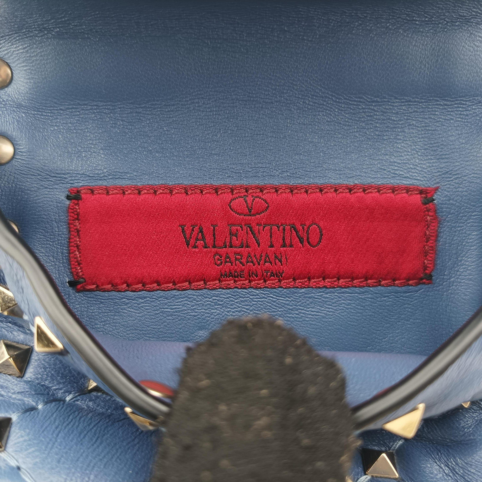 Pre-owned Valentino Rockstud SPIKE UP Blue Leather  shoulderbag | stylenewstar