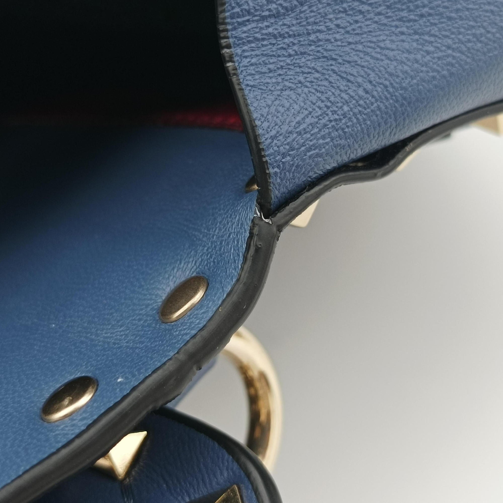 Pre-owned Valentino Rockstud SPIKE UP Blue Leather  shoulderbag | stylenewstar
