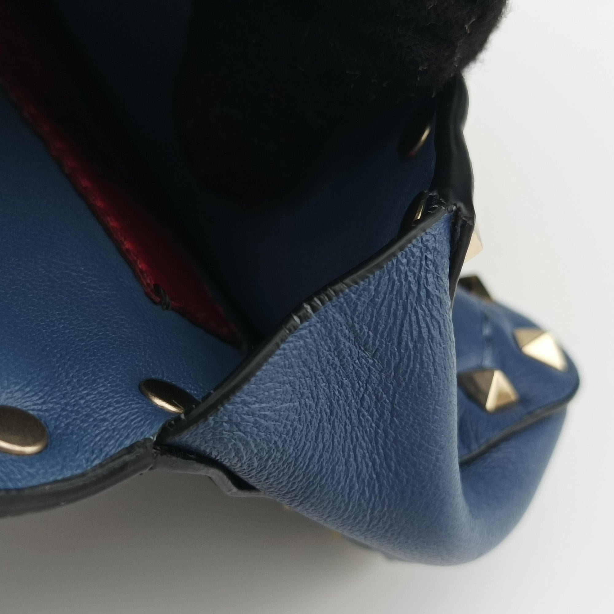 Pre-owned Valentino Rockstud SPIKE UP Blue Leather  shoulderbag | stylenewstar