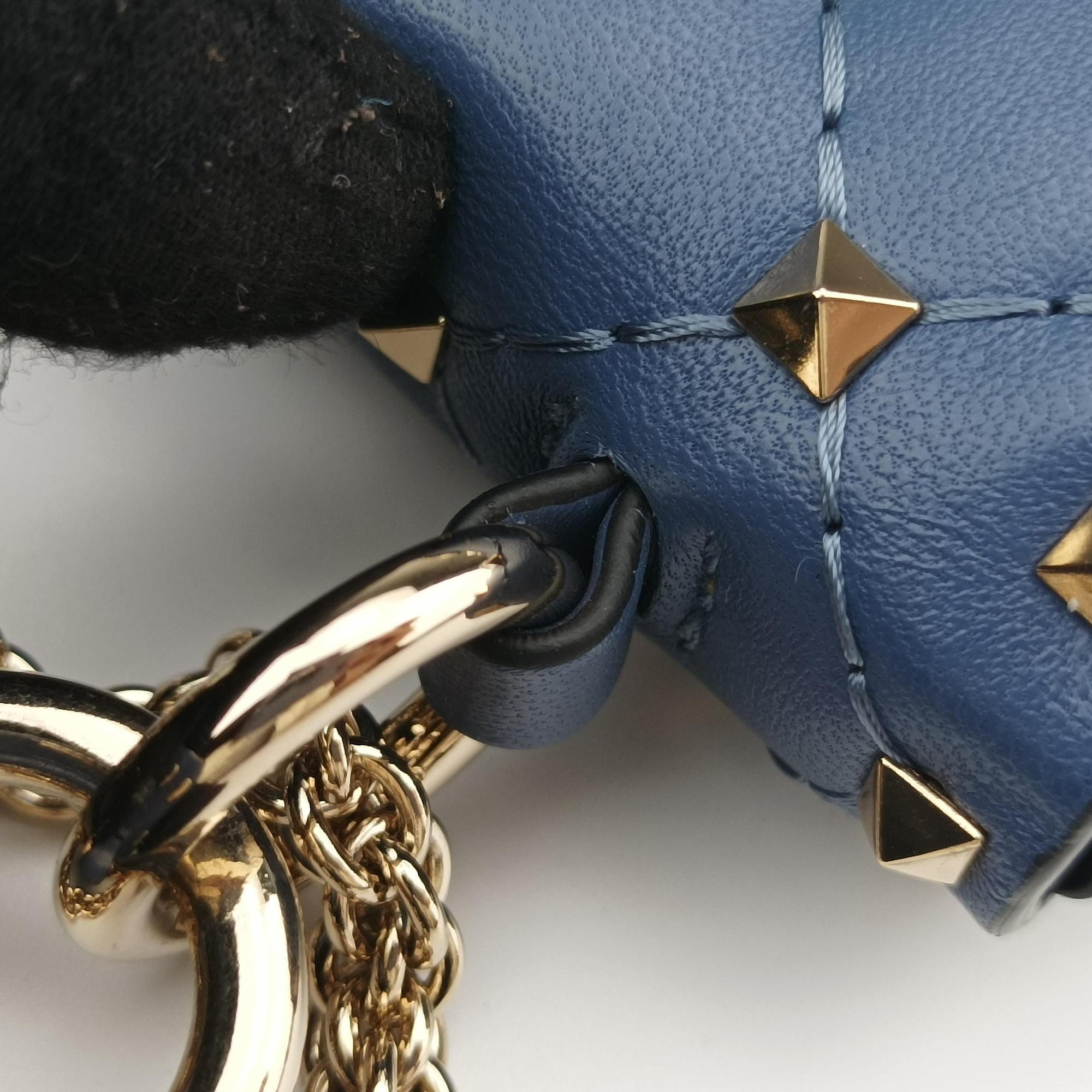 Pre-owned Valentino Rockstud SPIKE UP Blue Leather  shoulderbag | stylenewstar