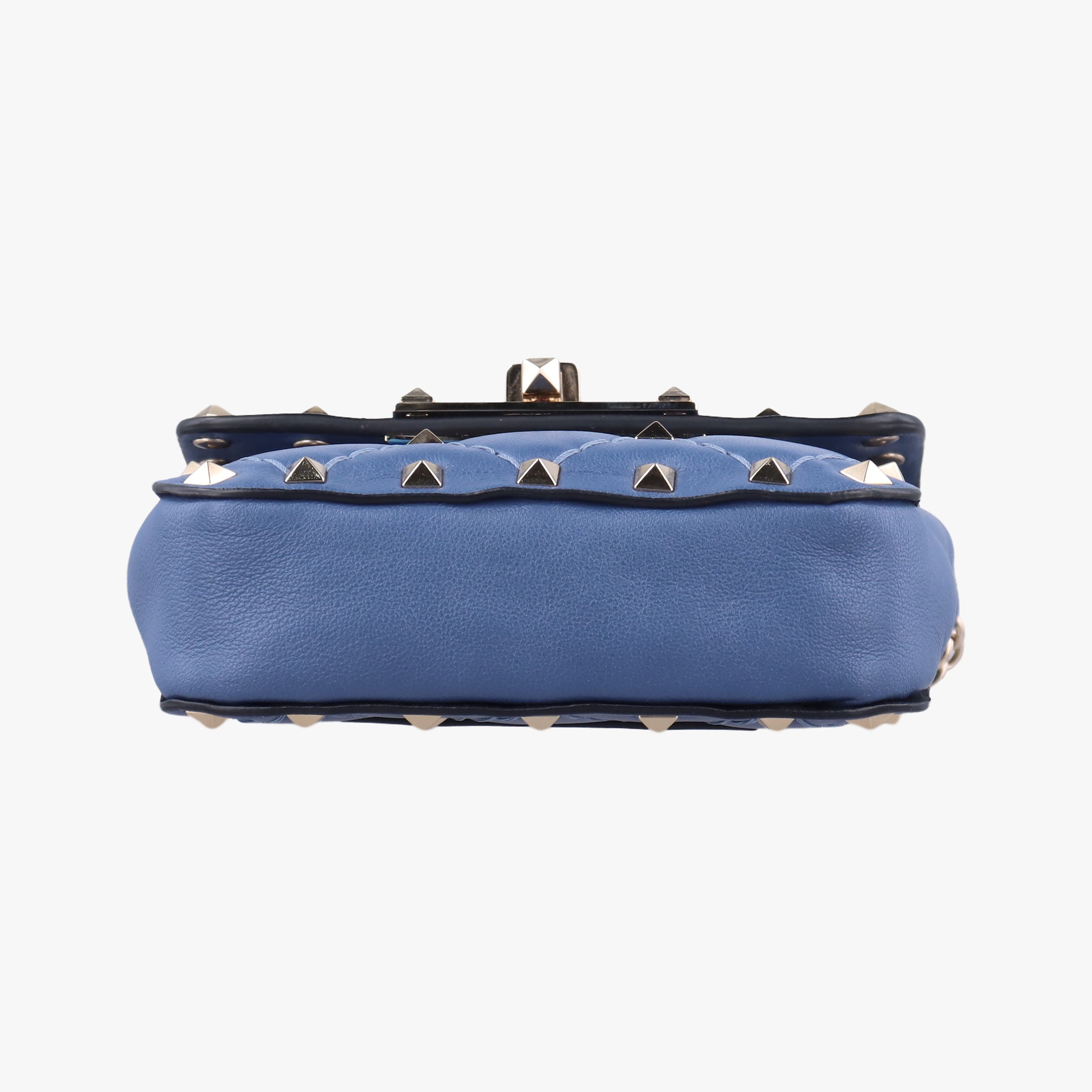 Pre-owned Valentino Rockstud SPIKE UP Blue Leather  shoulderbag | stylenewstar