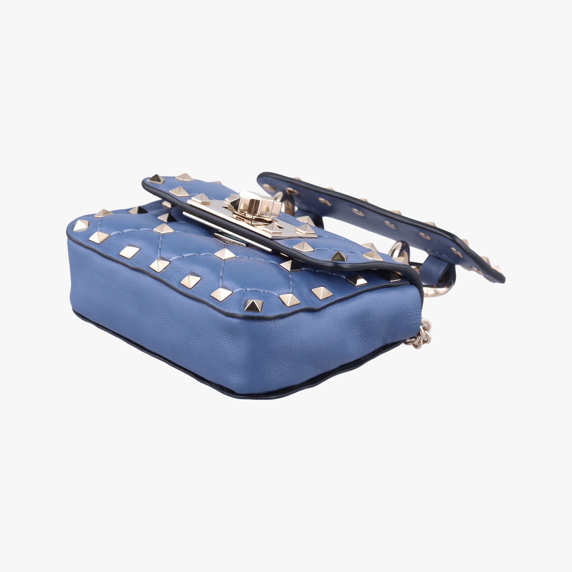 Pre-owned Valentino Rockstud SPIKE UP Blue Leather  shoulderbag | stylenewstar