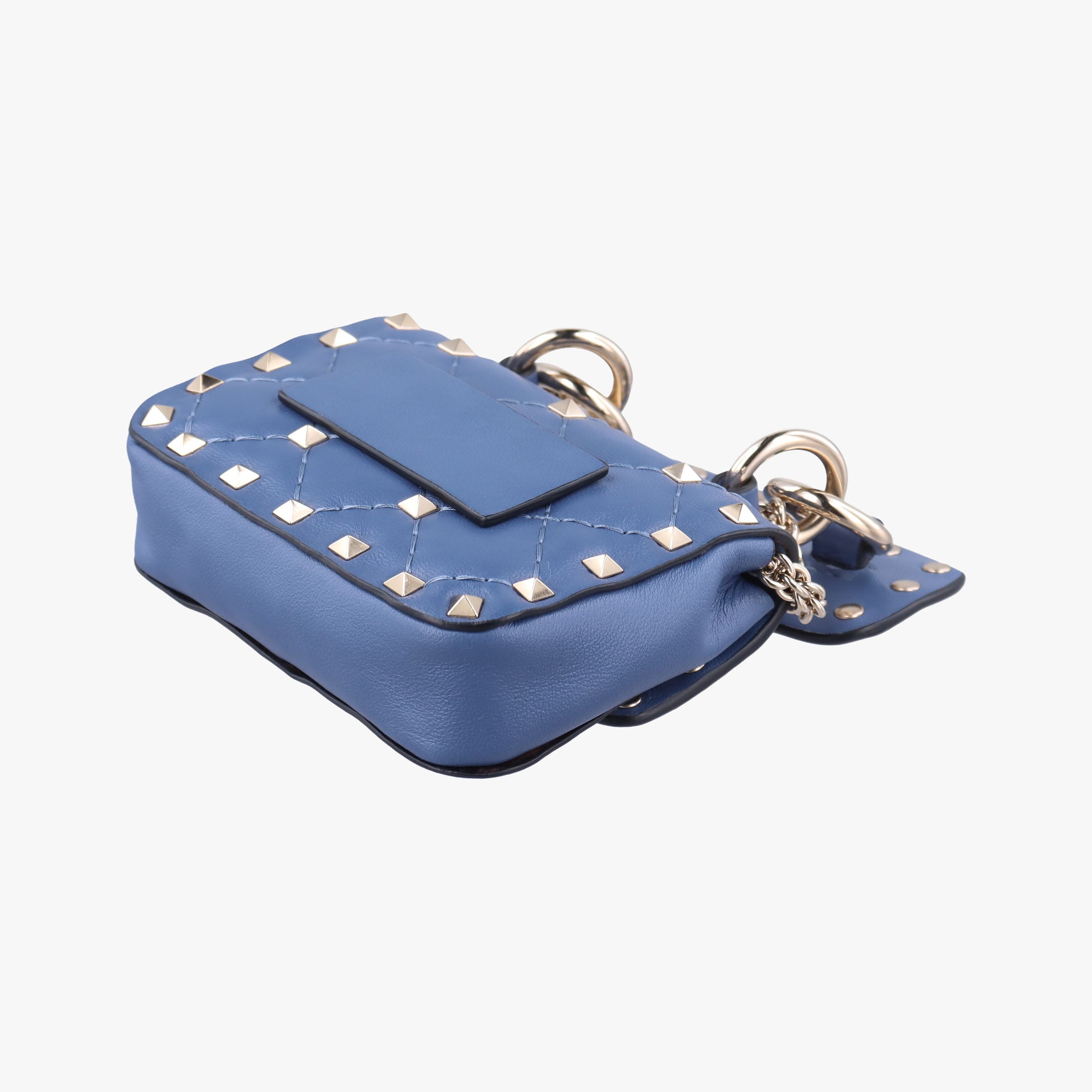 Pre-owned Valentino Rockstud SPIKE UP Blue Leather  shoulderbag | stylenewstar