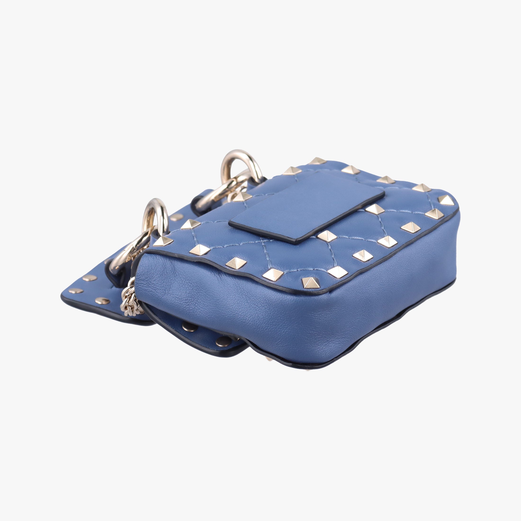 Pre-owned Valentino Rockstud SPIKE UP Blue Leather  shoulderbag | stylenewstar