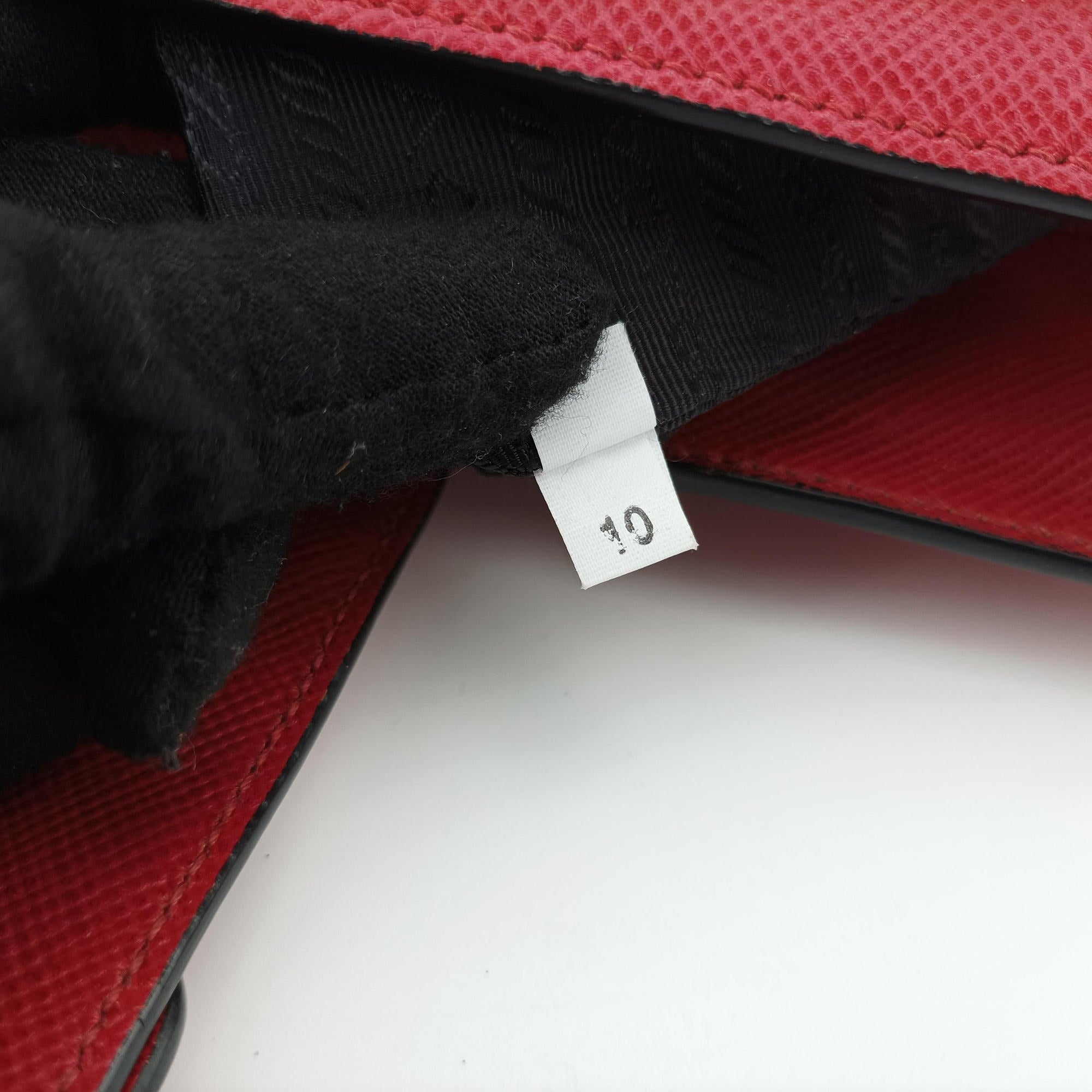 Pre-owned Prada Promenade Studded Red SAFFIANO Leather BN2753 shoulderbag | stylenewstar