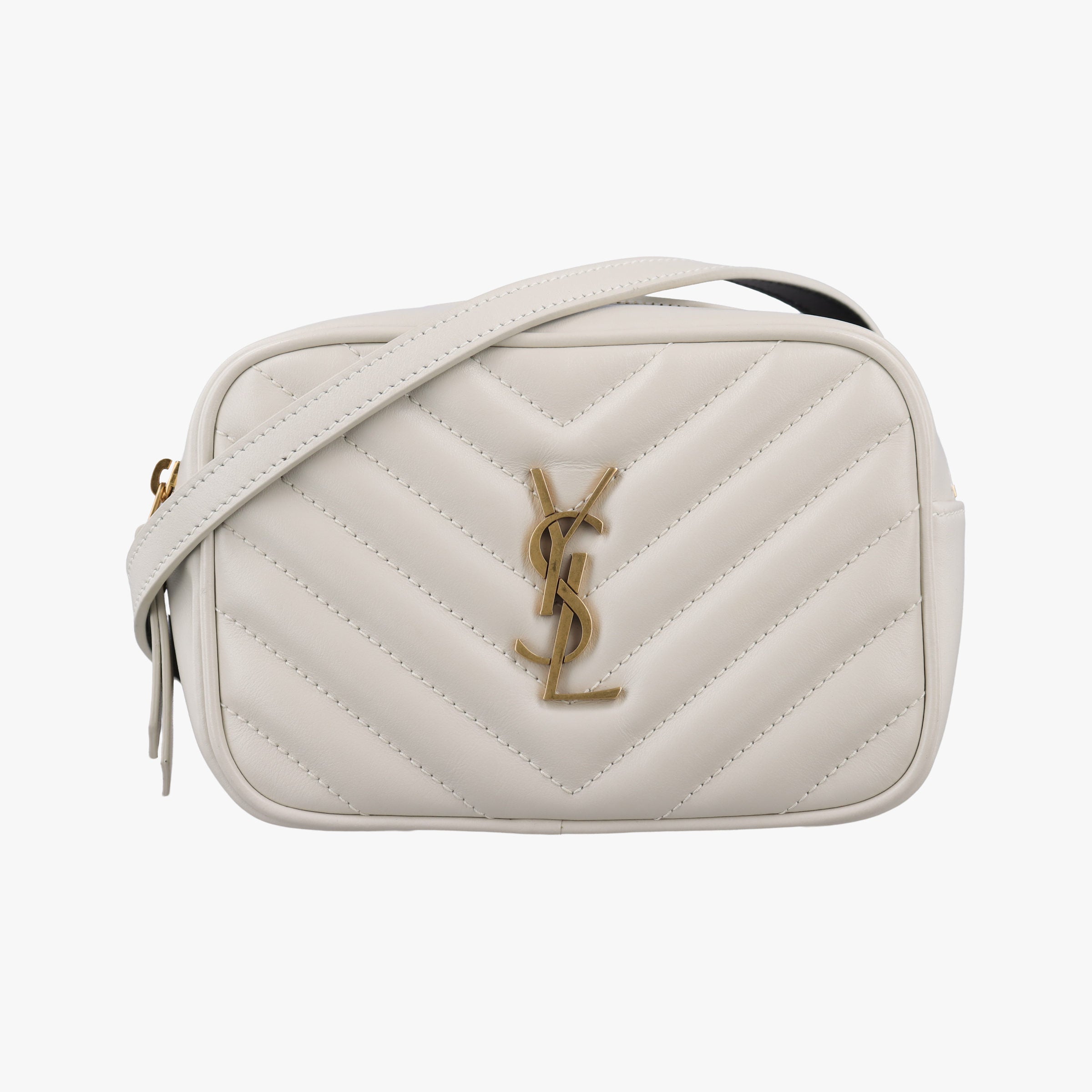 Pre-owned Yves Saint Laurent Lou camera White Leather 534817 shoulderbag | stylenewstar