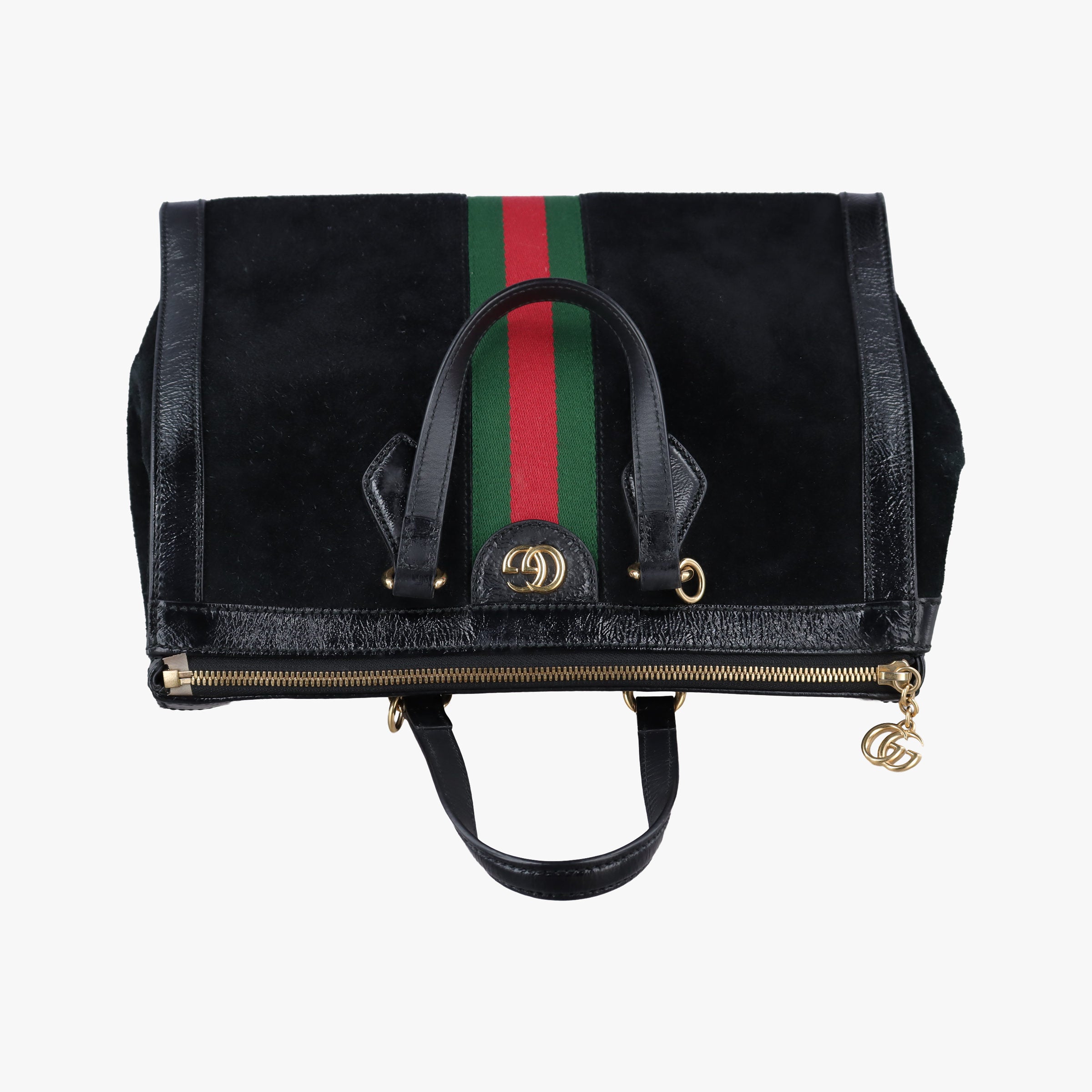 Pre-owned Gucci Ophidia Black×Green×Red Suede×leather 524537 shoulderbag | stylenewstar