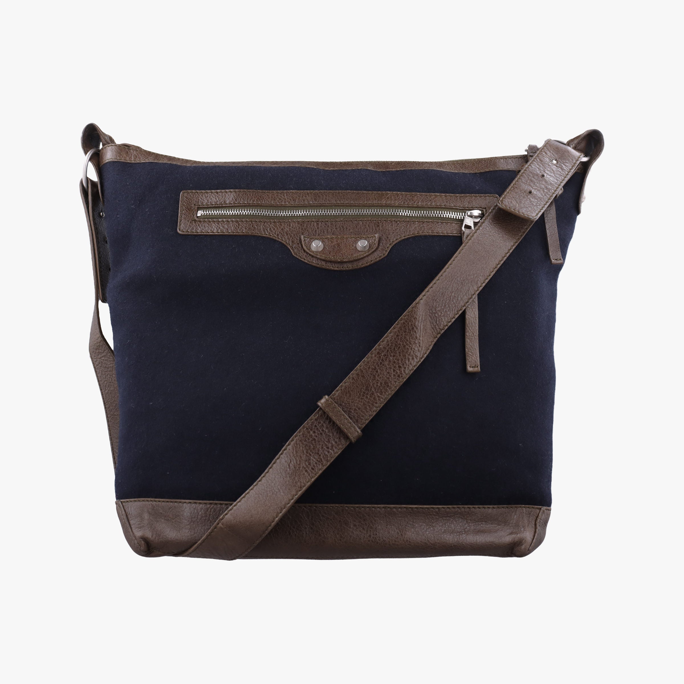 Vintage Balenciaga Day Line Navy Blue × Brown Canvas×Leather  shoulderbag | stylenewstar