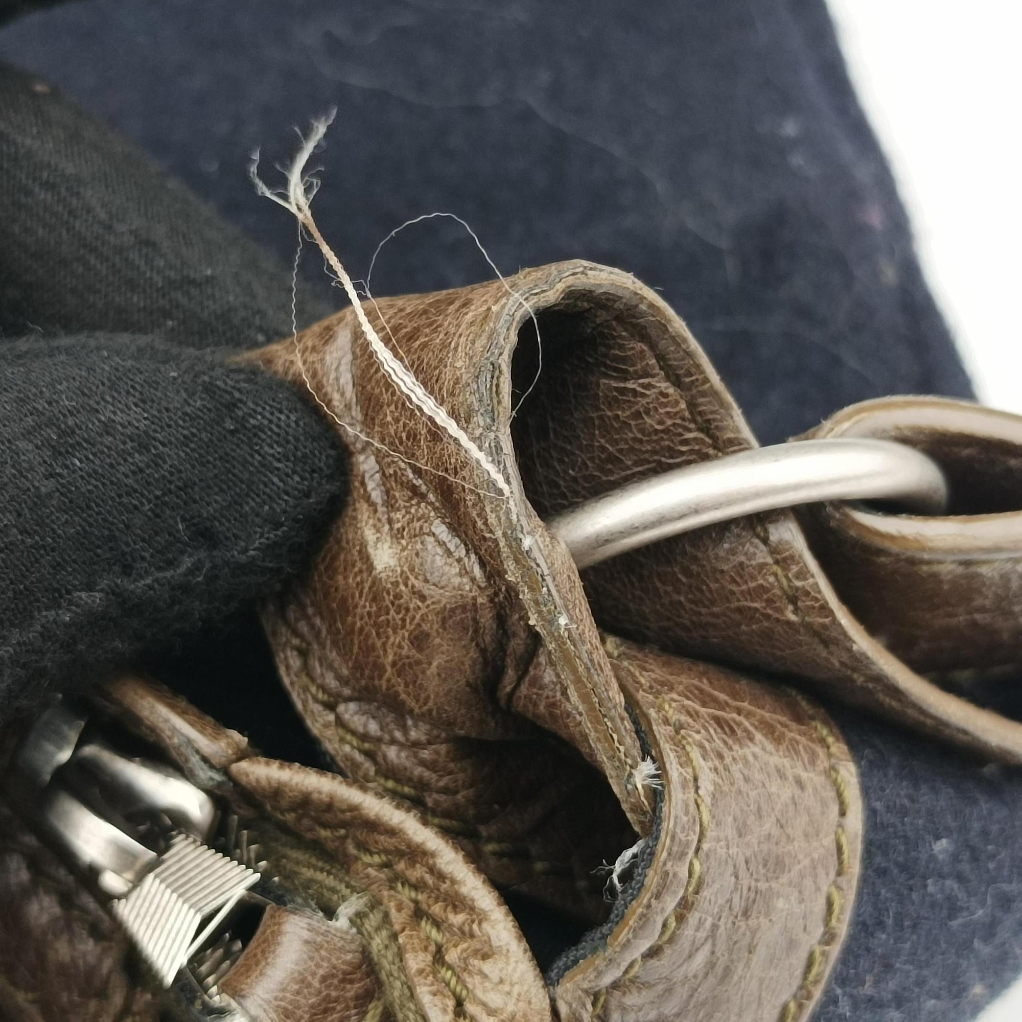 Vintage Balenciaga Day Line Navy Blue × Brown Canvas×Leather  shoulderbag | stylenewstar