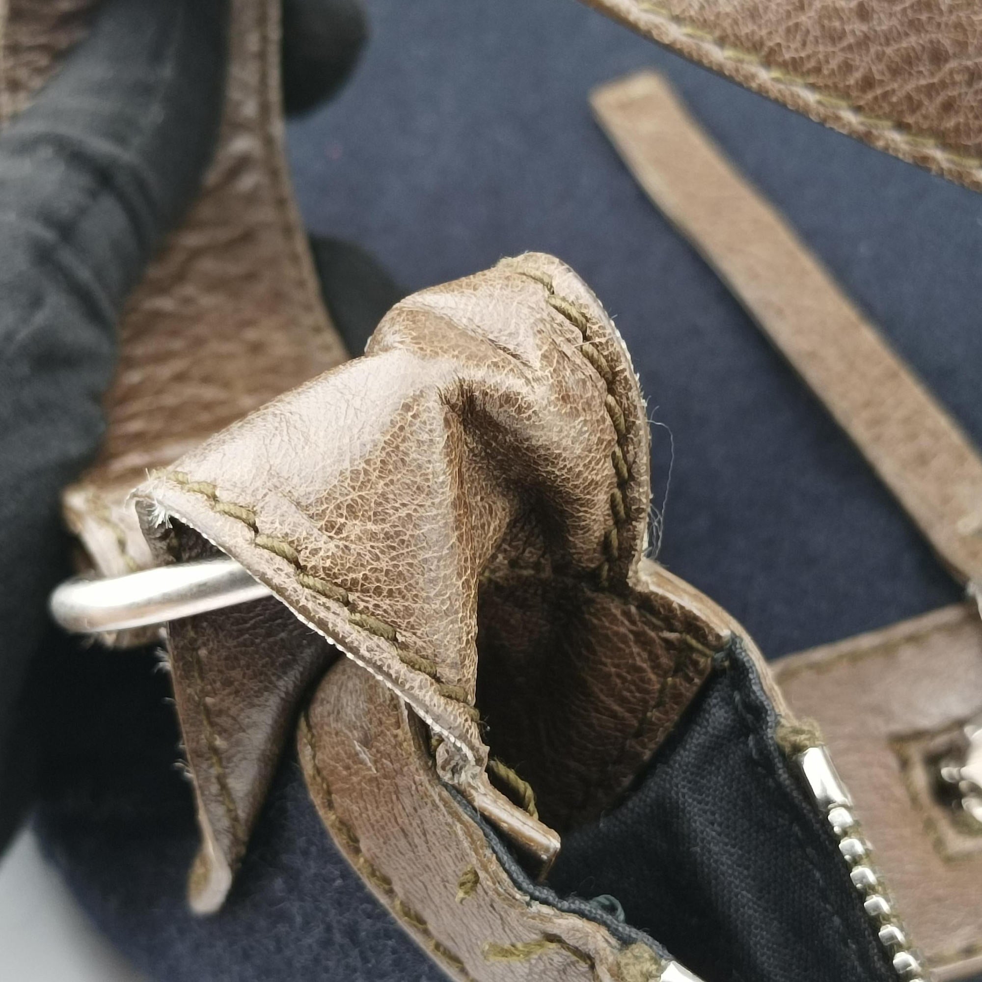 Vintage Balenciaga Day Line Navy Blue × Brown Canvas×Leather  shoulderbag | stylenewstar
